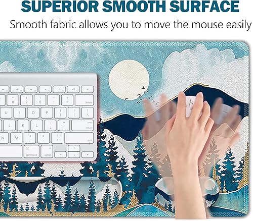 Miniatura 9 de ARTSO Juego de soporte de muñeca para videojuegos, alfombrilla de escritorio grande XXL + soporte de muñeca para teclado + reposamuñecas para mouse