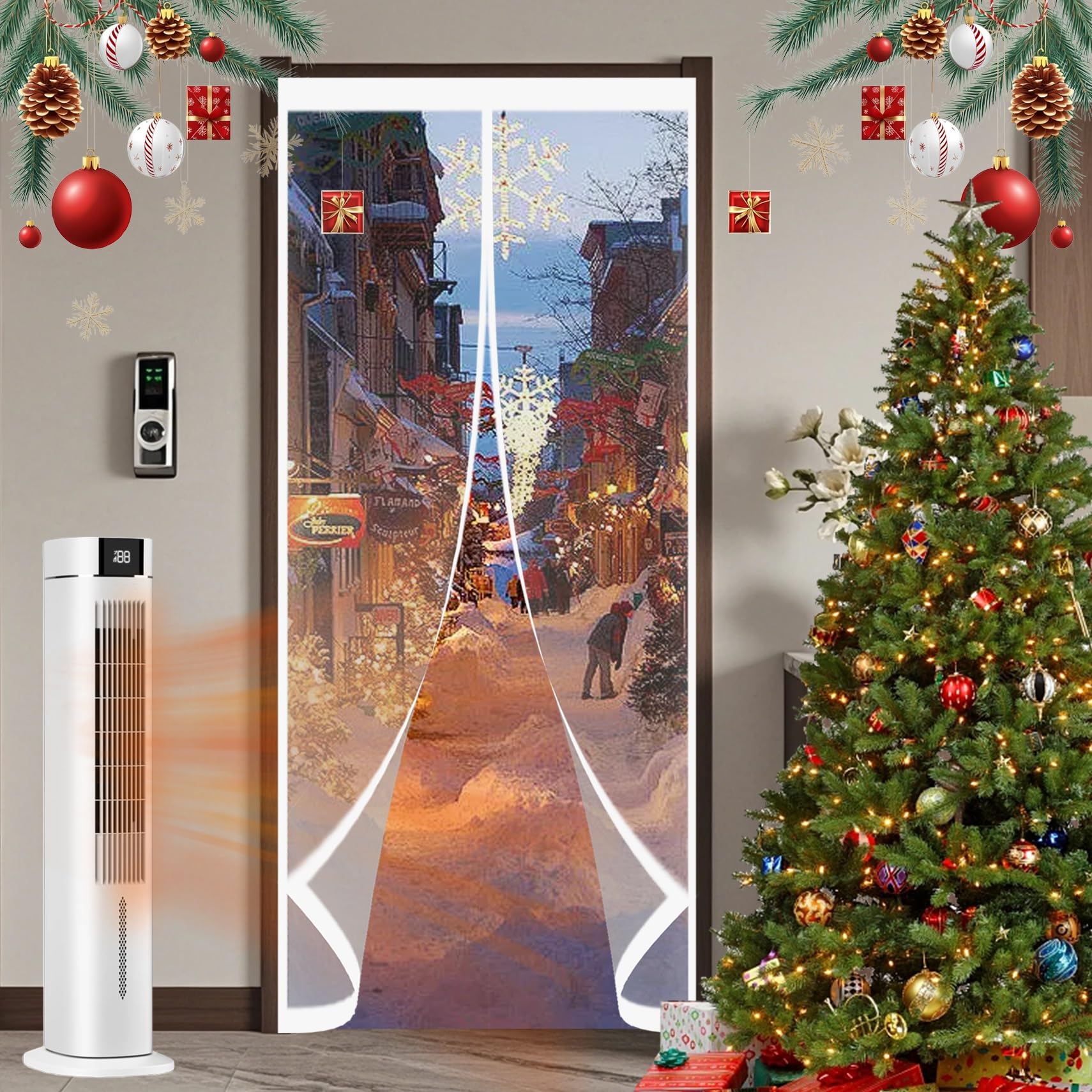 Rideau de porte pour chambre chauffante et salon isolé du froid 119x205