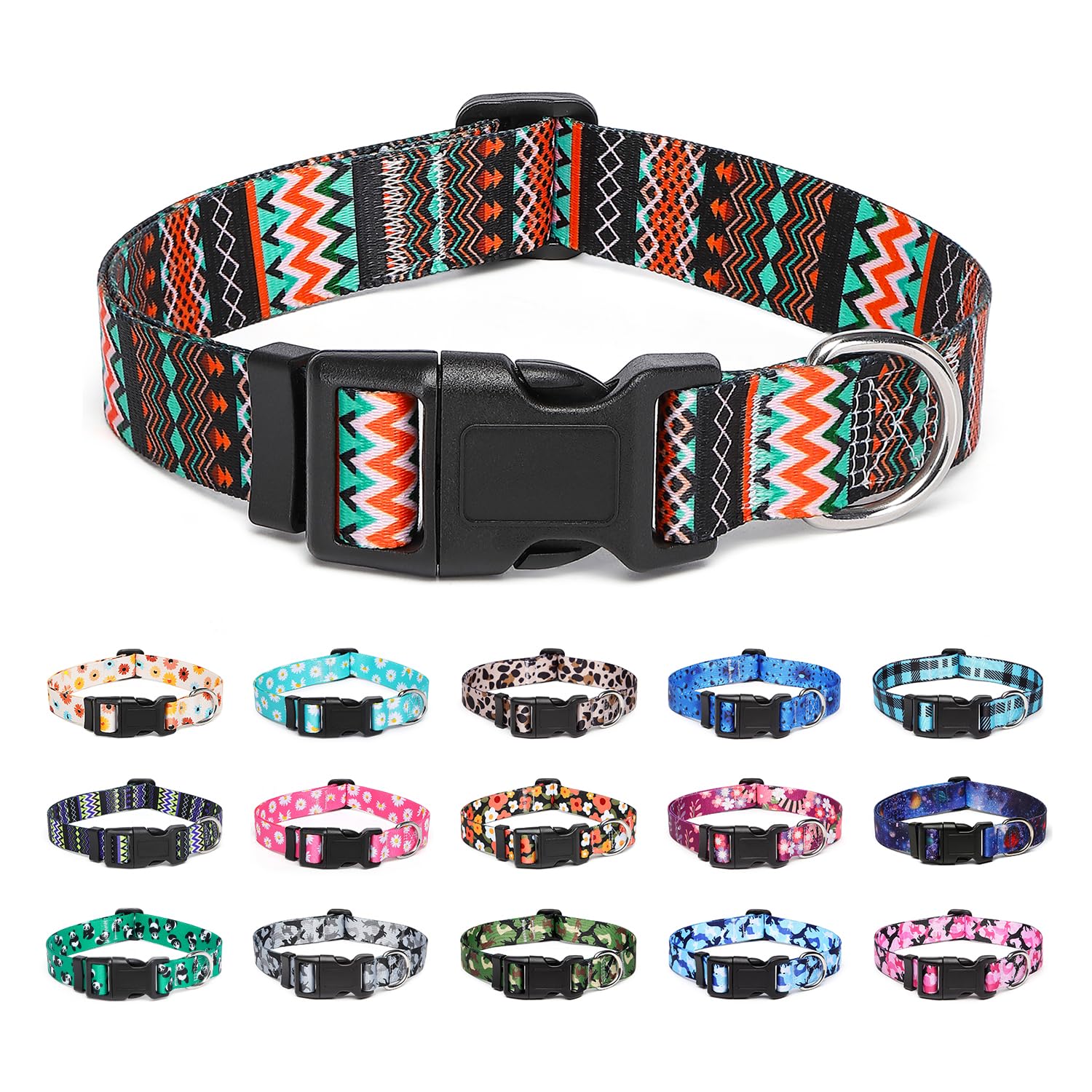 Suredoo Adjustable Dog Collar with Patterns, Ultra Comfy Soft Nylon Breathable Pet Collar for Small Medium Large Dogs (S, Pink Daisy) — view 32