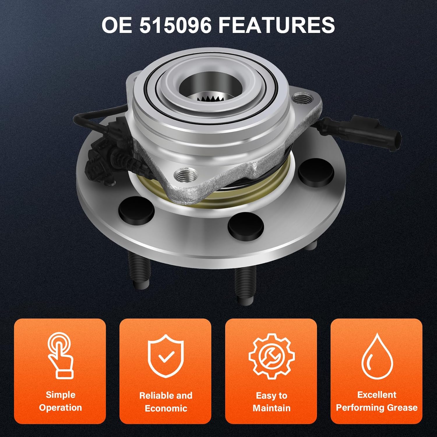 OCPTY Front Wheel Bearing and Hub Assembly Premium 515096 2014 for Cadillac Escalade ESV 4WD ONLY, 2014 for Cadillac Escalade 4WD ONLY, 2009-2013 for Cadillac Escalade AWD ONLY, 2008 for Chevrolet S