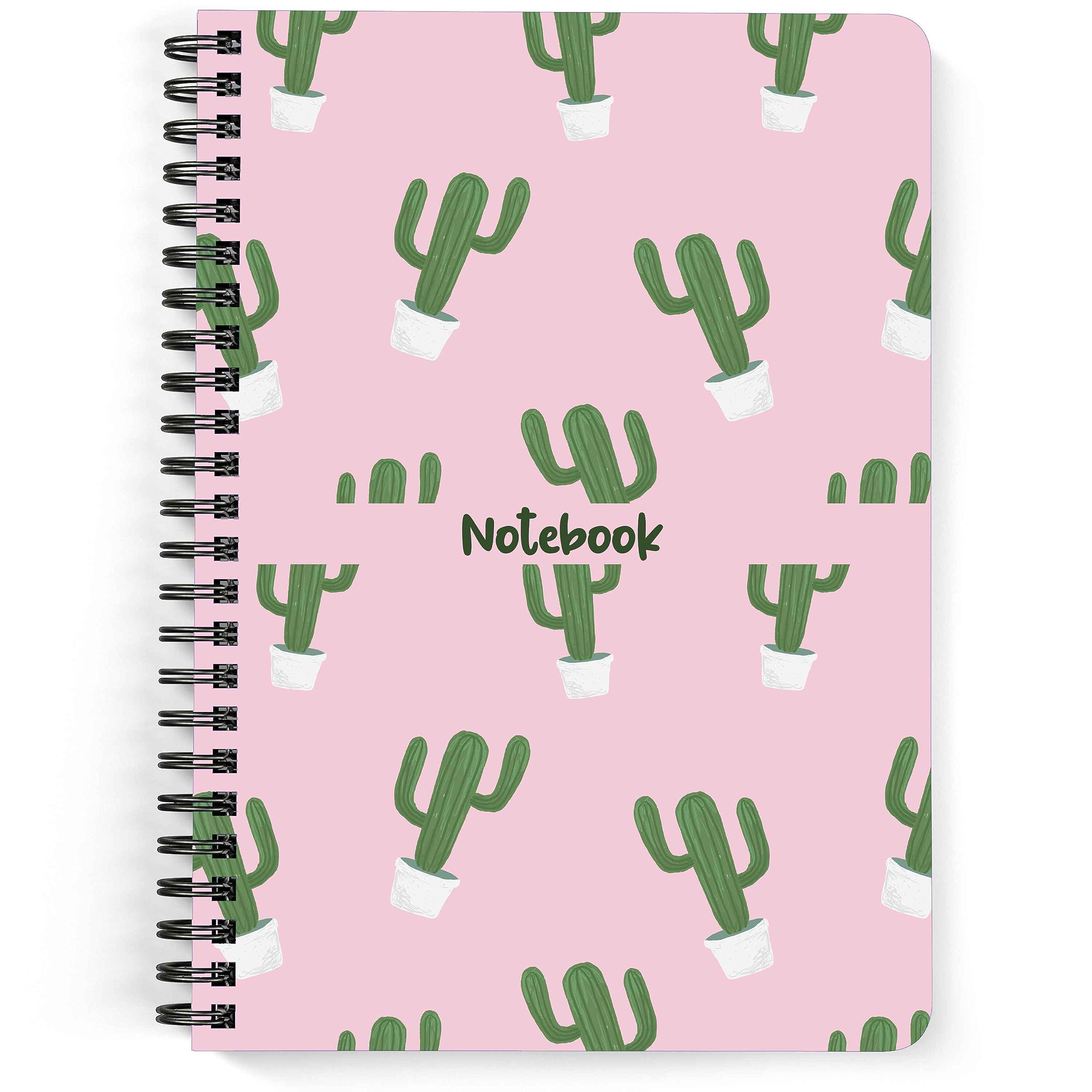 Drapvision A5 Soft Cover Notebook | Journal | Diary | 125 GSM Bond Paper | 60 Plain Pages | Included Planner, Calendar & Personal Info Pages | Design: Cactus Book