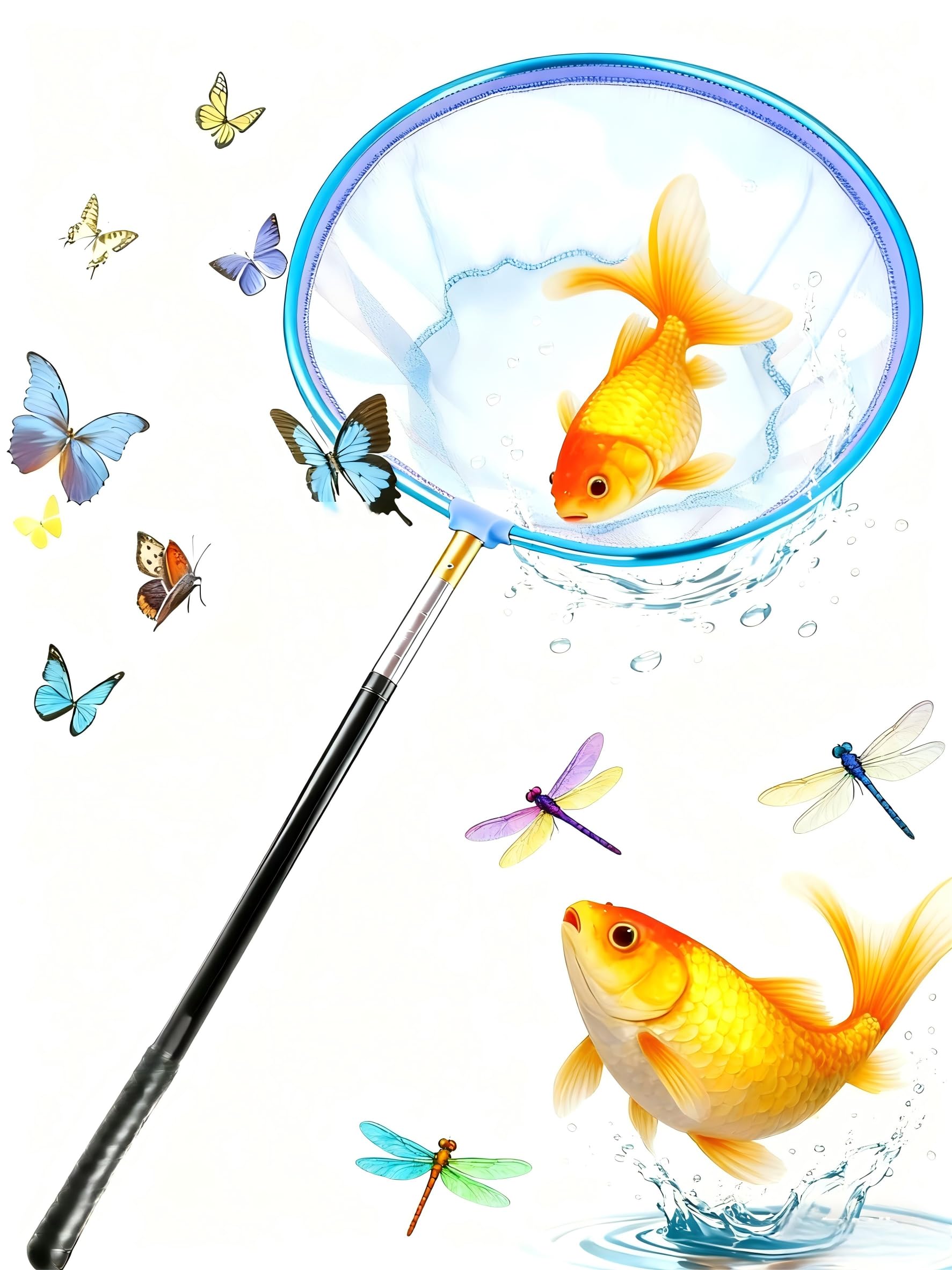 Lot De 2 Épuisettes Enfant Télescopiques Multicolores - Filet à Papillons Et Poissons Pour Aventures Extérieures