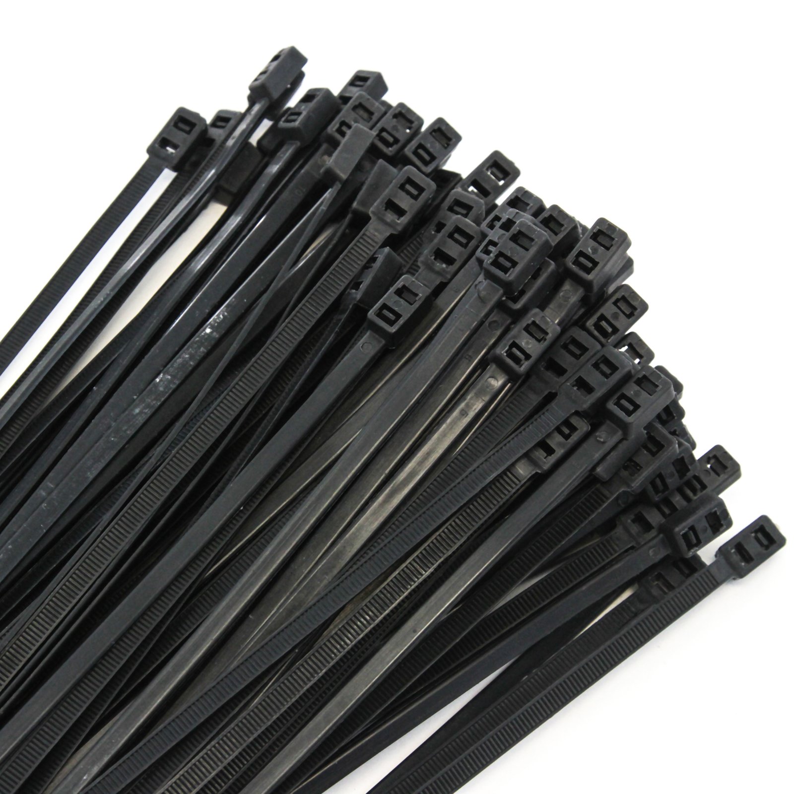 100 pcs Black 12 Inches Double Loop Double Head 50 lbs Zip Cable Tie Wire & Cord Management Nylon Zip Tie