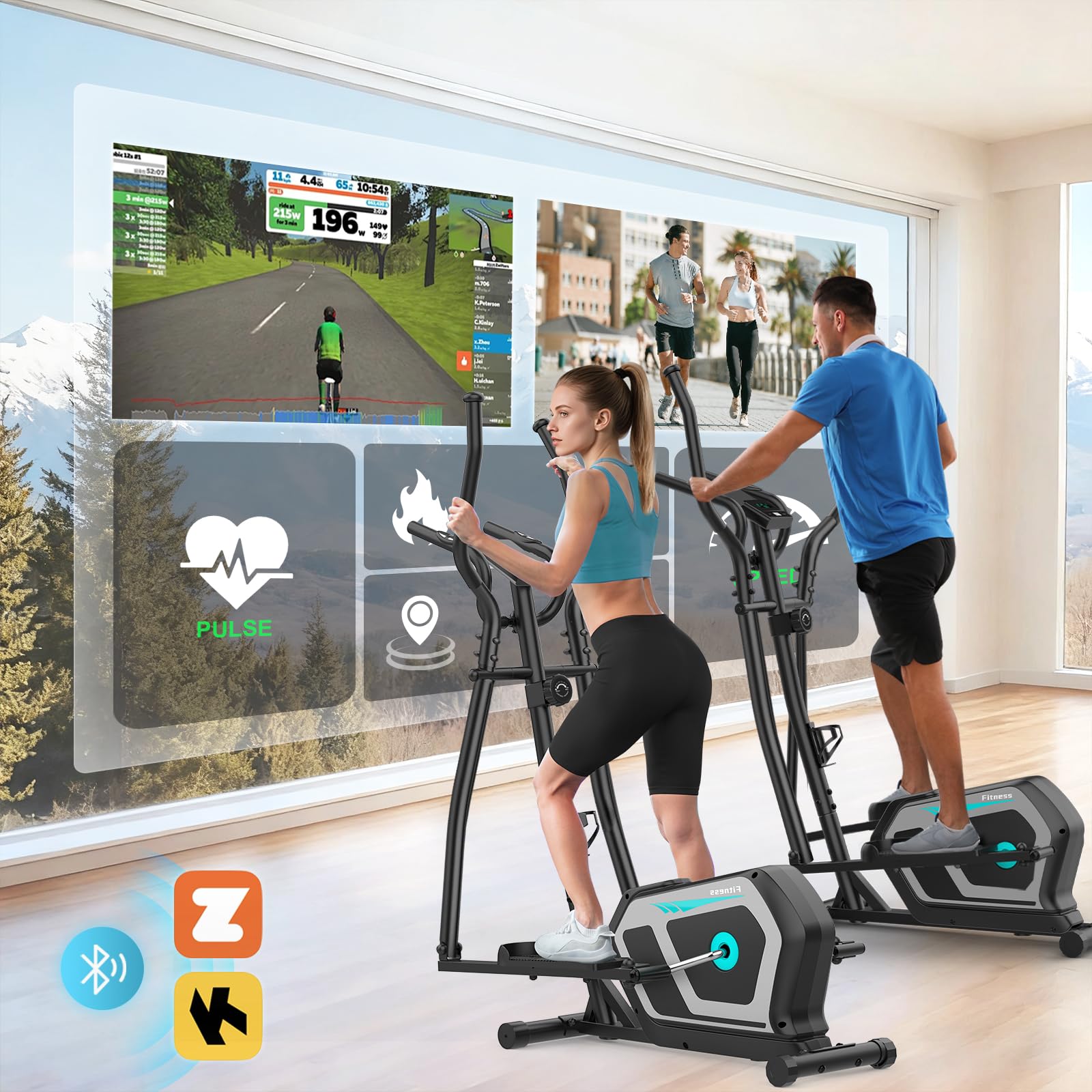 Ellittiche Da Casa con App, 3-in-1 Ellittica Ultra Silenziosa con 16 Livelli di Resistenza,volano da 6 kg, Monitor LCD, Pedale Antiscivolo, Portabottiglie, Cyclette Ellittica Fino a 287 LBS