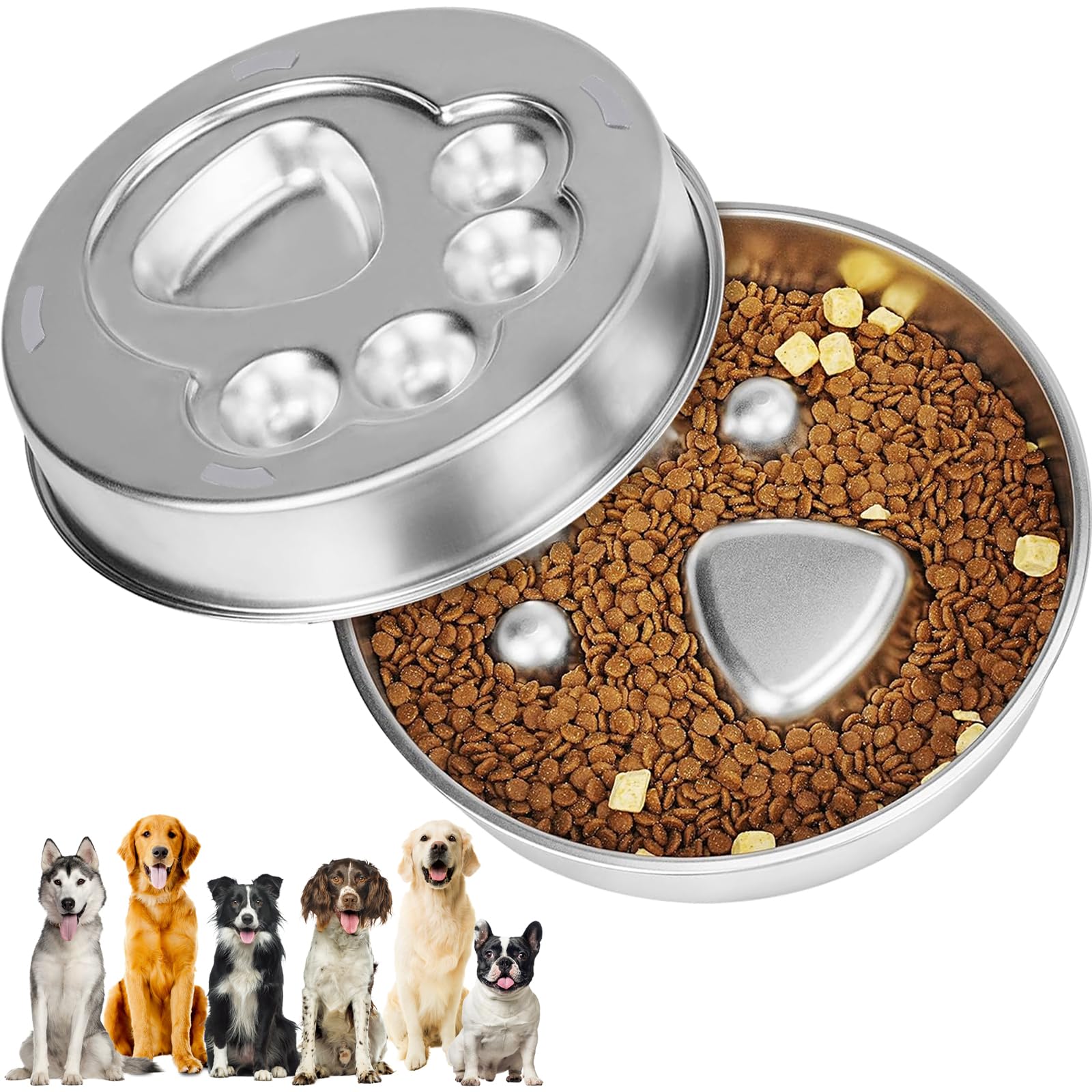 YUDANSI Feeder Dog Bowls, 1PC Non Slip 304 Stainless Steel, Dishwasher Safe Cat Dog Water Bowls, Double Sided Healthy Eating Dog Food Bowl, Small Medium Pet Bowl for Dogs, Cats, Puppies