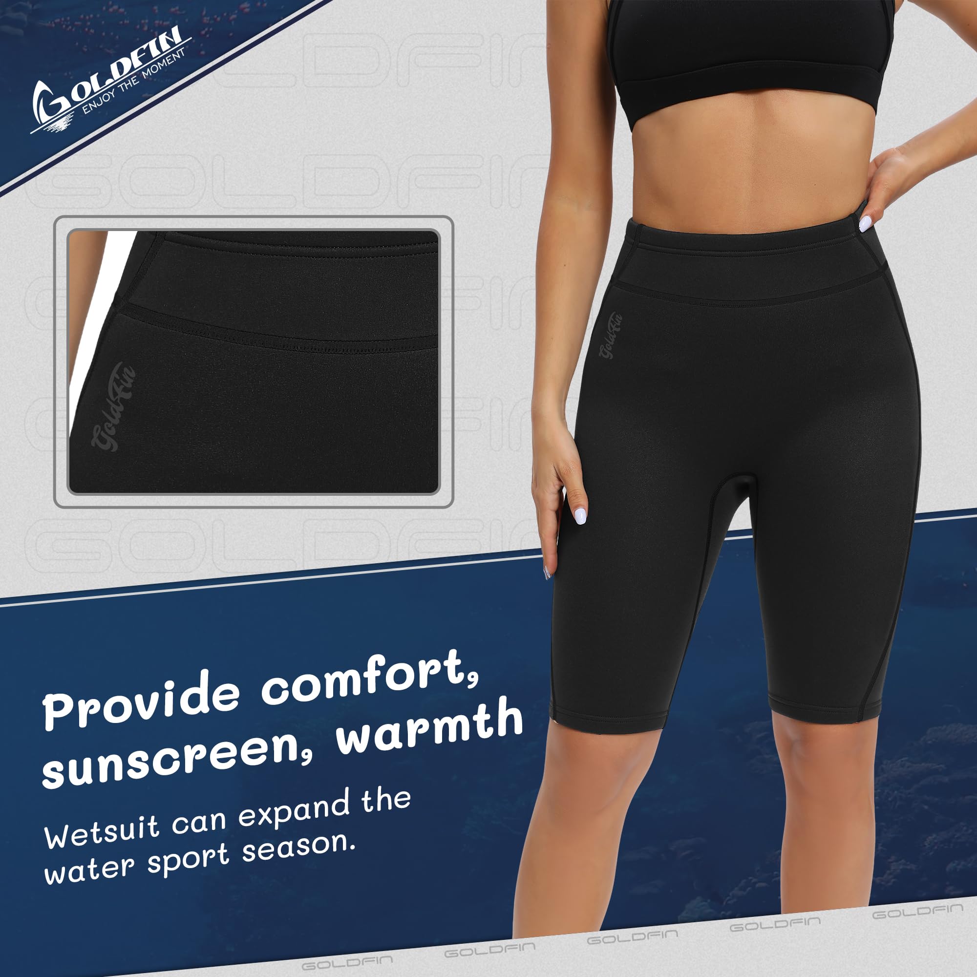 GoldFin Pantalones cortos de neopreno para mujer, 2 mm, para buceo, buceo, esnórquel, flotabilidad
