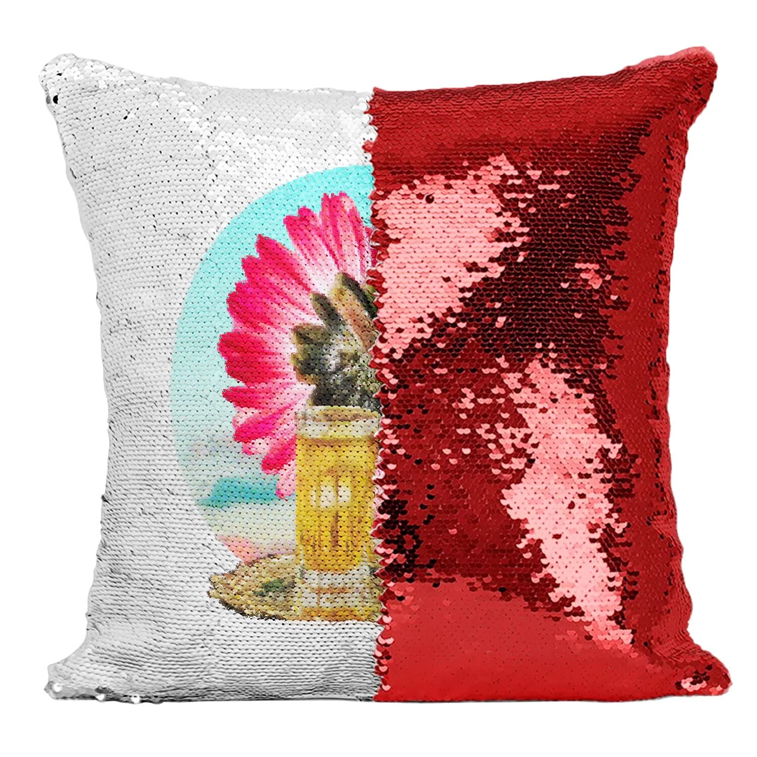 Coussin paillettes cheval rouge vintage pour sublimer votre fauteuil de lecture