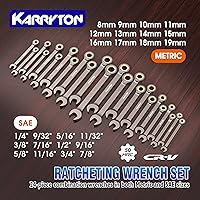 Vista 3 de 24-Piece Ratcheting Wrench Set (Metric & SAE),72 Teeth Ratchet Combination Wrenches Set with Two Organizer Racks,Cr-V Steel,8-19mm & 1/4-7/8",Black