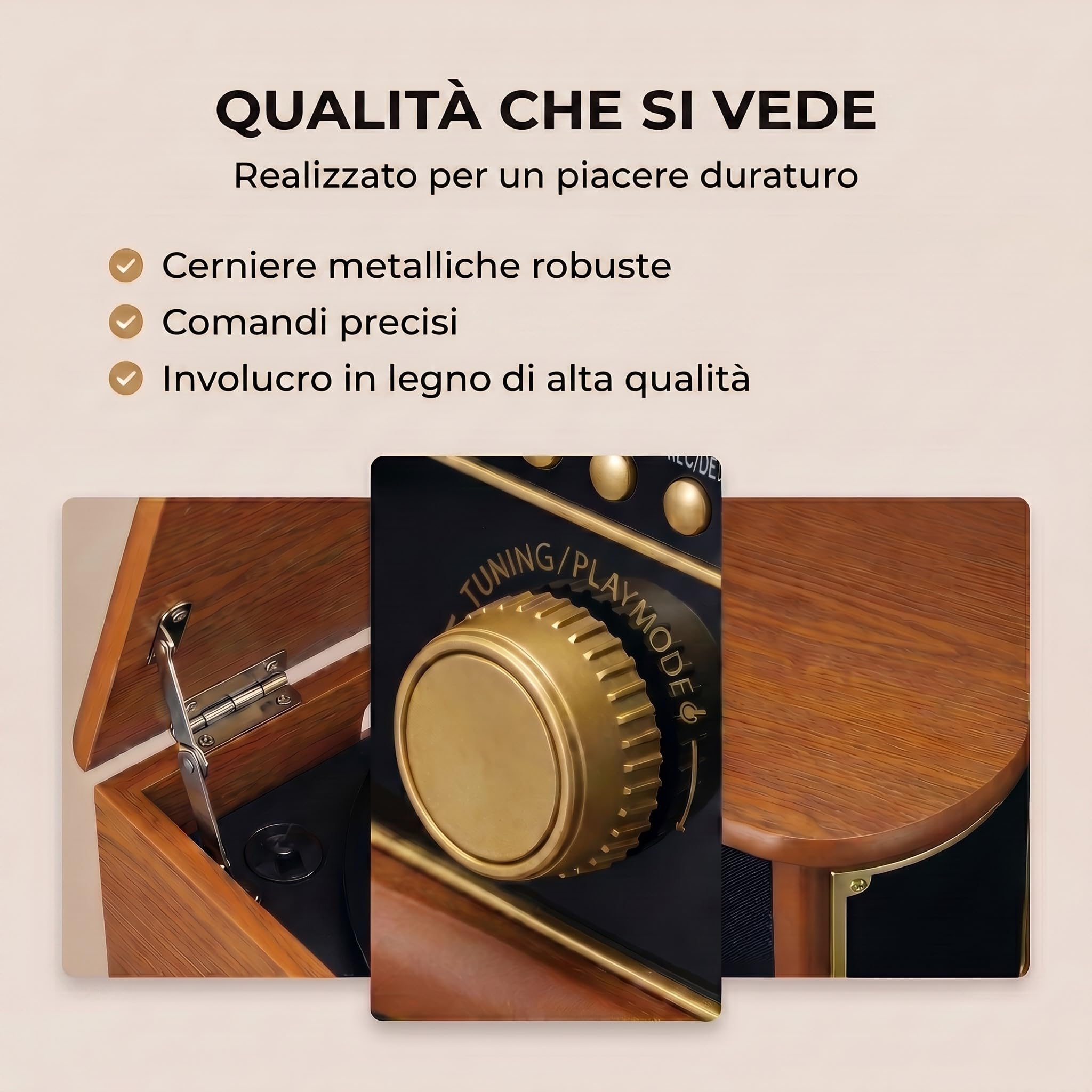 Lenco TCD-2571 Giradischi, Giradischi Vinili - Bluetooth - altoparlante, radio DAB+, lettore CD, 3 velocità, trasmissione a cinghia, 2 x 5 Watt, legno