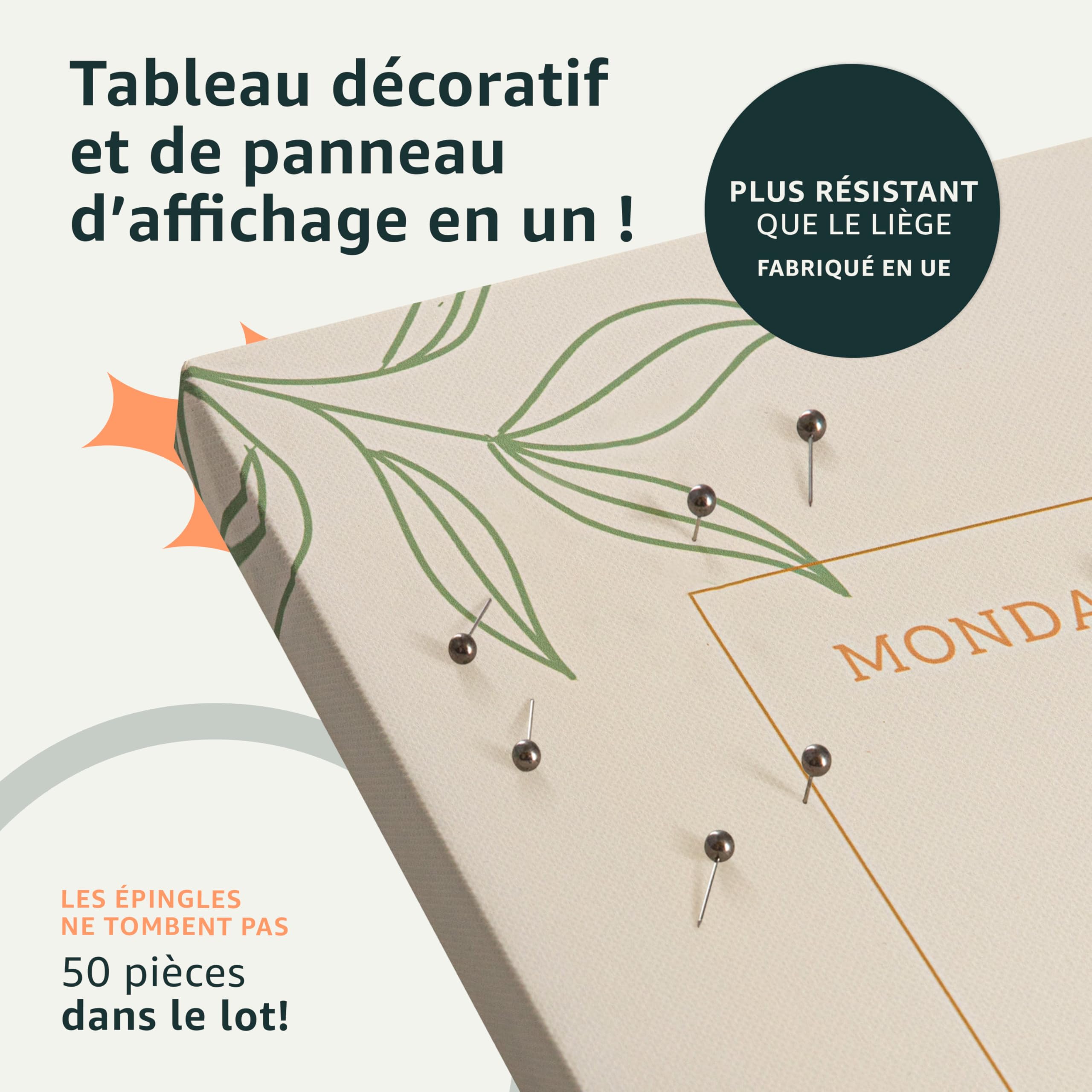 murando - Tableau à Épingles et Peinture sur Toile Combinés 120x80 cm - Avec Crochets Clous et Punaises Argentées - Panneau en Fibres pour Notes et Affichage - Carte du monde k-A-0302-v-a
