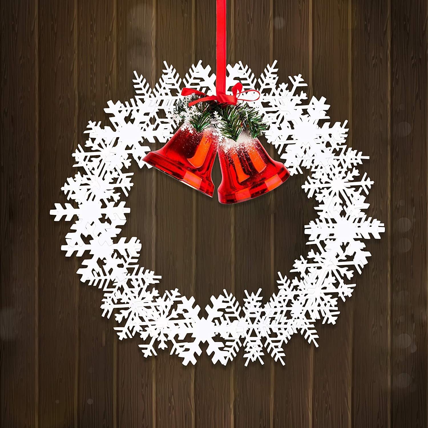 Adorno Hillylolly 6 Pcs Guirnalda Copos de Nieve, 1.9 m, Decoracion Copos Nieve Navidad, Papel, para Techo Árboles Ventana Pared