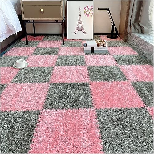 Miniatura 10 de 10 tapetes de juego de espuma entrelazados, tapetes de felpa suave con bordes, tapete de rompecabezas para gatear tapete de juego yoga, 12 x 12