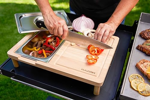 Miniatura 7 de RAZOR 08811RZ Tabla de cortar multiusos con almacenamiento de alimentos cubierto, marrón, 08811RZ