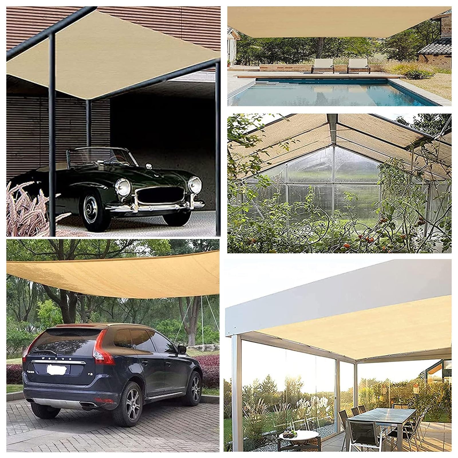 MQXYLF Rete Ombreggiante 4x4 Metri,Telo Telone Recinzioni Giardino,Anti-UV 60%-65%,Balconi Rete Ombra Privacy Frangivita Frangisole,per Terrazzo Balcone Giardino Piscina e Serre