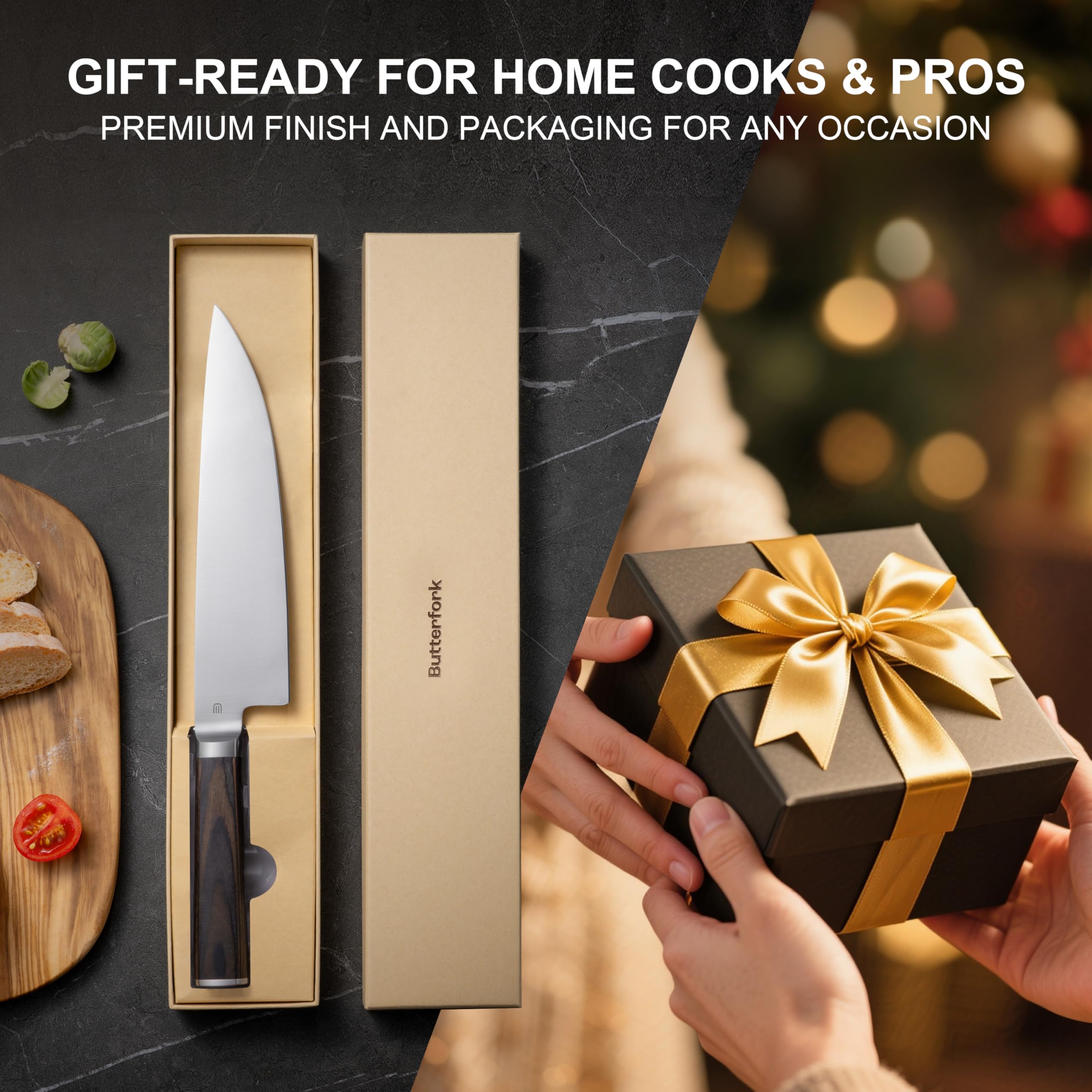 8 Inch Chef Knife, AR-RPM9 Steel, Pakkawood Handle Utility Knife — Amazon image 7