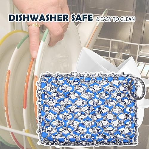 Limpiador de sartén de hierro fundido 316 de acero inoxidable con insertos de silicona para hierro fundido, acero inoxidable, utensilios de cocina