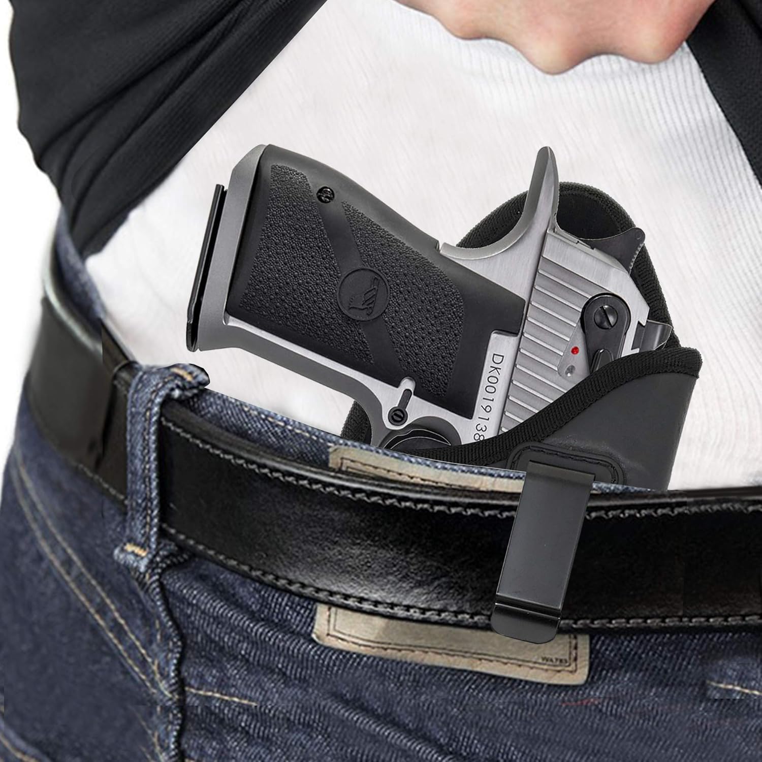 Houston Gun Holsters IWB ECO Leather Concealment Holster, Inside Waistband Carry with Suede Interior and Metal Clip, Fits Magnum Research Dessert Eagl .50 .50AE .357 .44 6 Inch Barrel
