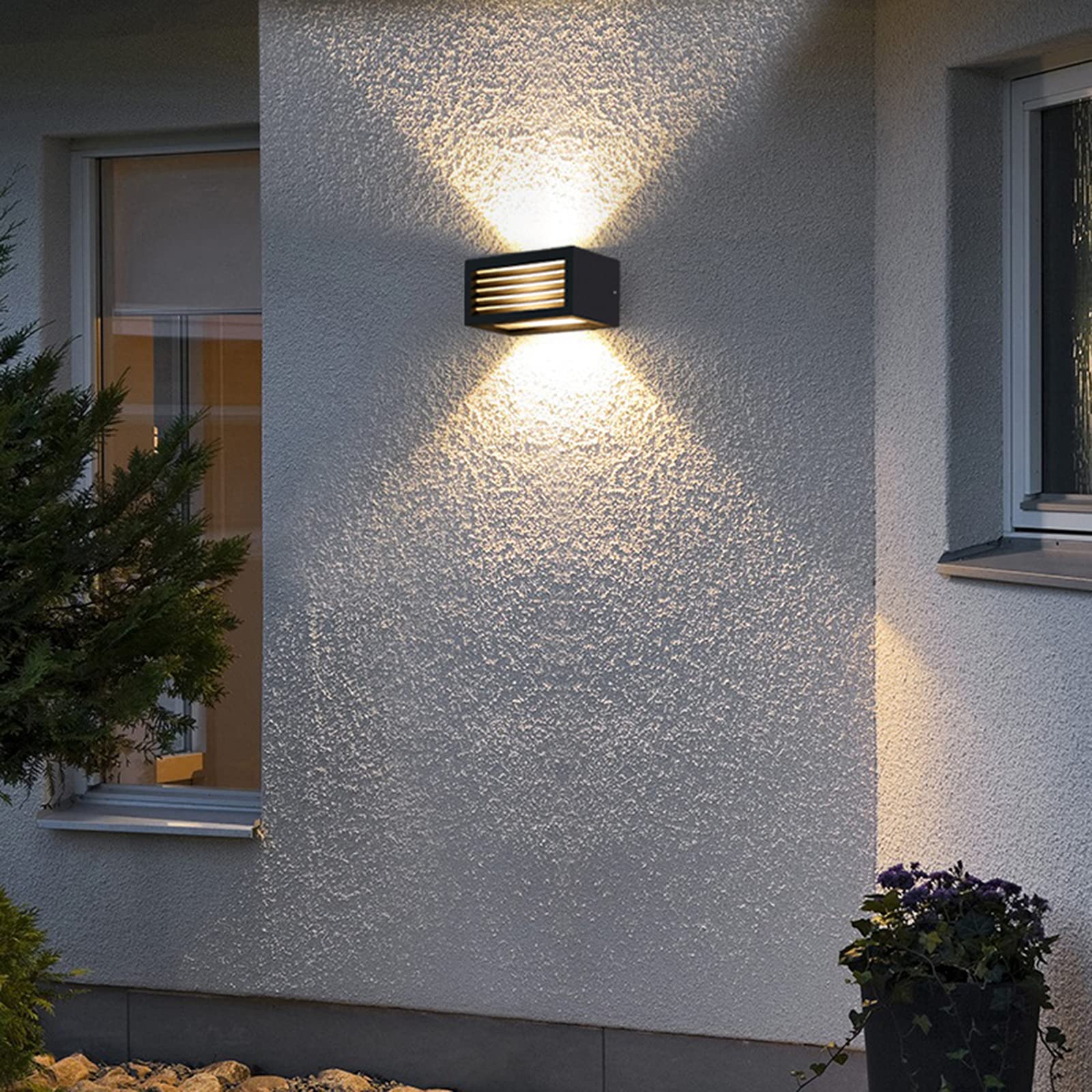HLFVLITE Zewnętrzna lampa ścienna, aluminiowa zewnętrzna lampa ścienna góra i dół nowoczesny zewnętrzny kinkiet ścienny, wodoodporność IP54, antracyt szary