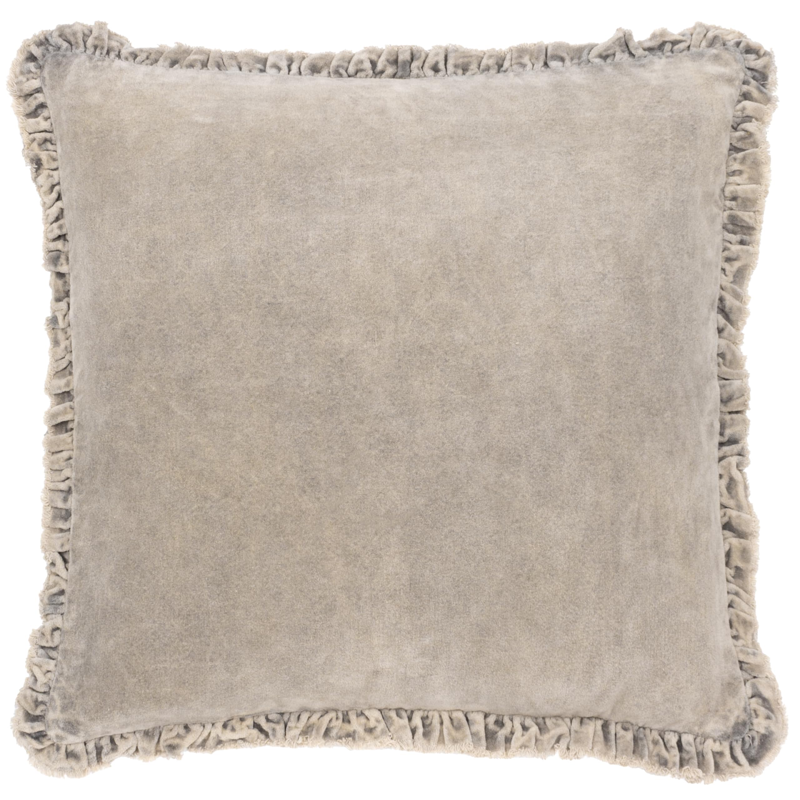 Yard furn Bertie Washed Cotton Velvet Cushion Cover – Soft Velvet Relaxed Style Decorative Case (Taupe – 45x45cm)