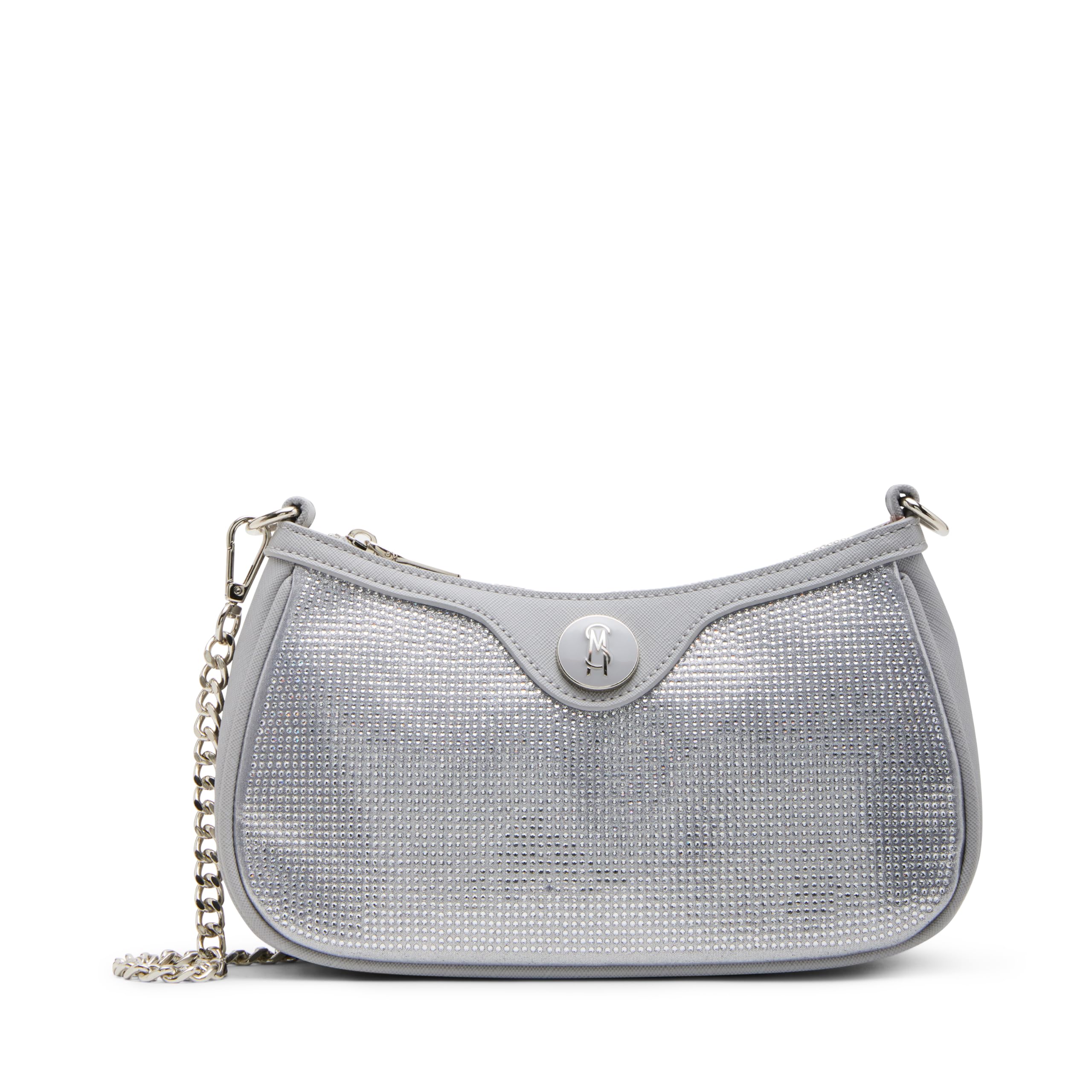 Steve Madden Rhinestone Crossbody, Vickieg Bandolera con Diamantes de imitación para Mujer, Silver, Talla de un Talla