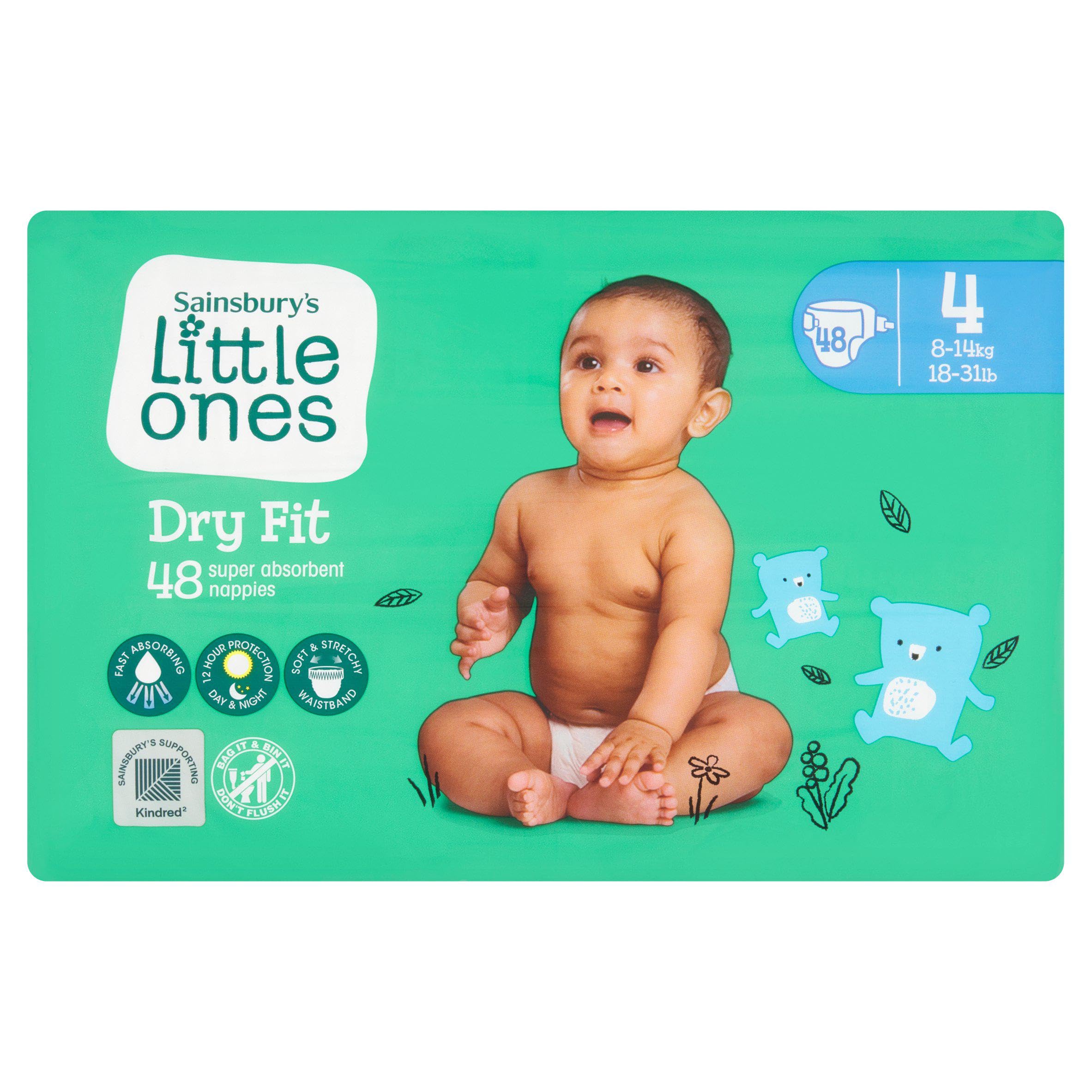 2X Little Ones Size 4 Nappies Dry Fit 48 Pack