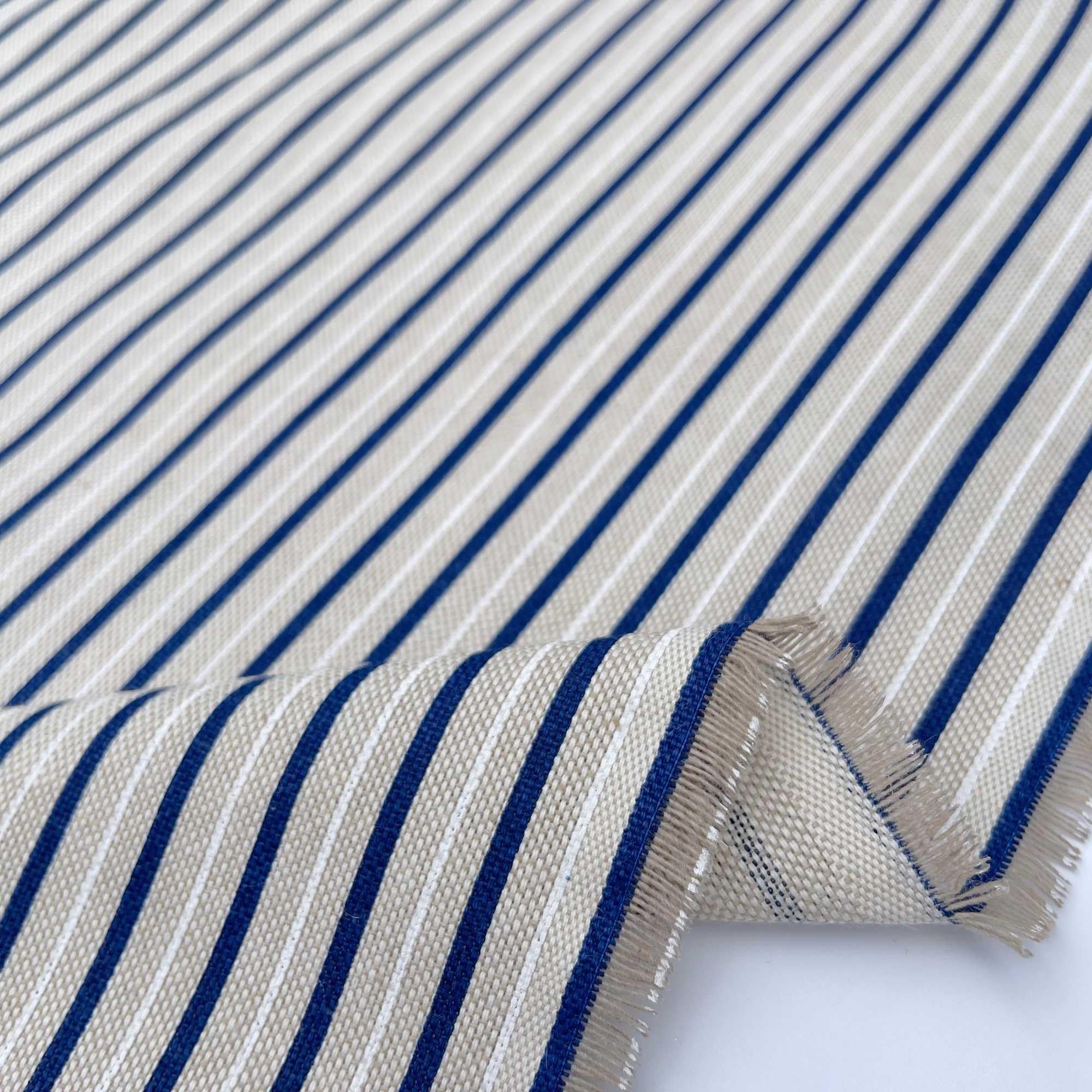 Nautical Digital Printed Cotton Rich Vintage Look Craft Project Cushion Curtain Upholstery Home Fabric Material | 55" - 140 cm Wide (per Metre, Little Stripe)