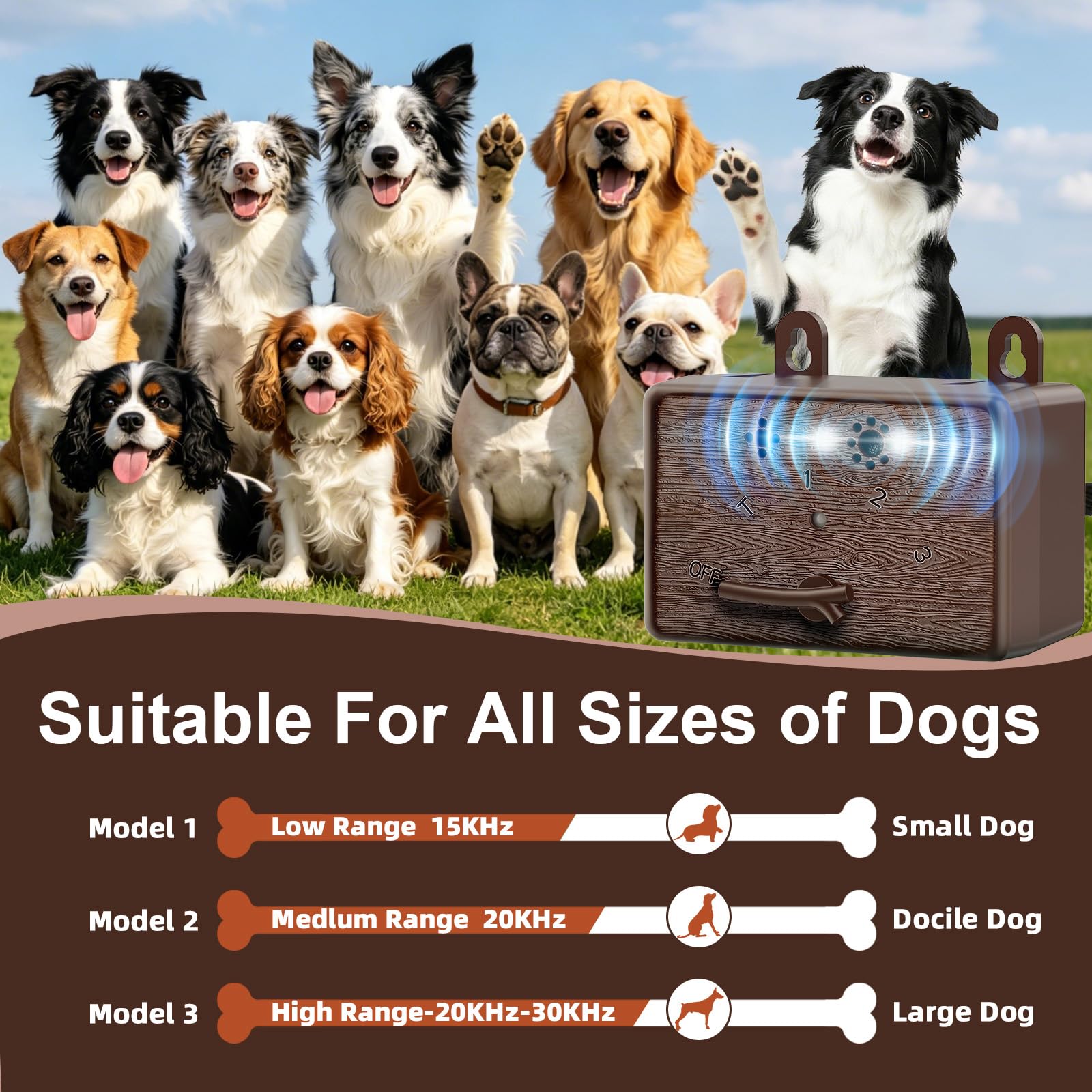 Disuasión de ladridos de perro, dispositivo ultrasónico anti ladridos para perros, dispositivo de control de ladridos alimentado por pilas para uso en interiores y exteriores, herramienta de
