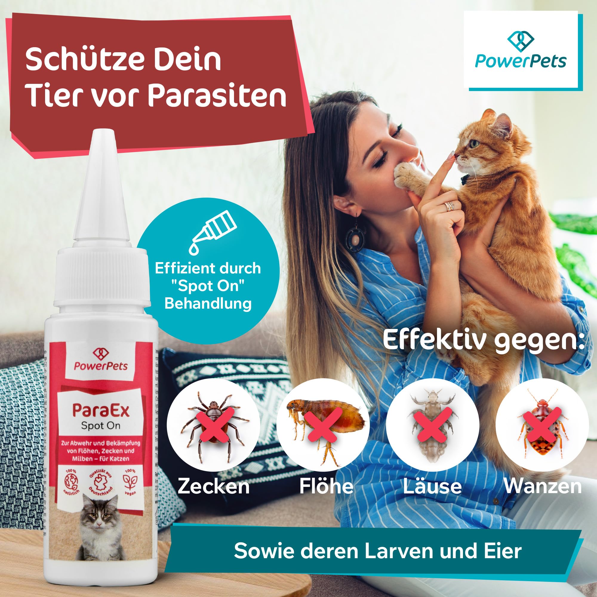 Spot On Zeckenschutz Für Katzen – Natürlich, Bis Zu 6 Monate Schutz, 6 Pipetten, Für Katzen Ab 3 Monate, Gegen Zecken, Flöhe, Läuse, Mücken
