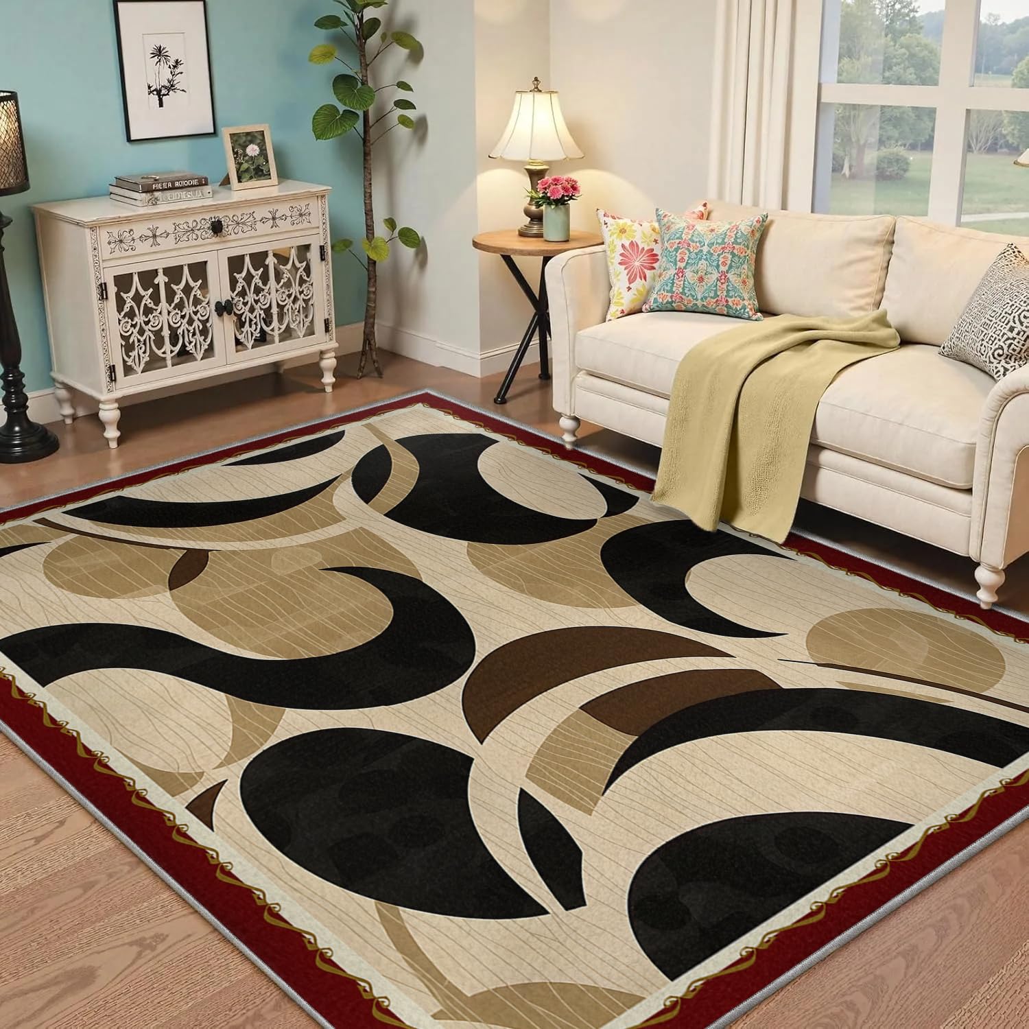 Tapis Nordic Modern aux motifs de textures abstraites premium