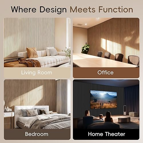 Miniatura 6 de Paquete de 4 paneles de madera de 94.5 x 11 pulgadas para pared, paneles acústicos insonorizados de pared, paneles de pared 3D para decoración de