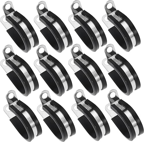 Miniatura 2 de Kit surtido de 12 abrazaderas de cable de acero inoxidable, con revestimiento de goma, aisladas, abrazaderas de metal para instalación de tubos,