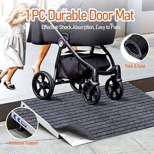 Miniatura 6 de Rampa de umbral de aluminio para sillas de ruedas, rampas de puerta de elevación de 2 a 4.5 pulgadas para puertas, rampa portátil de 24 pulgadas de