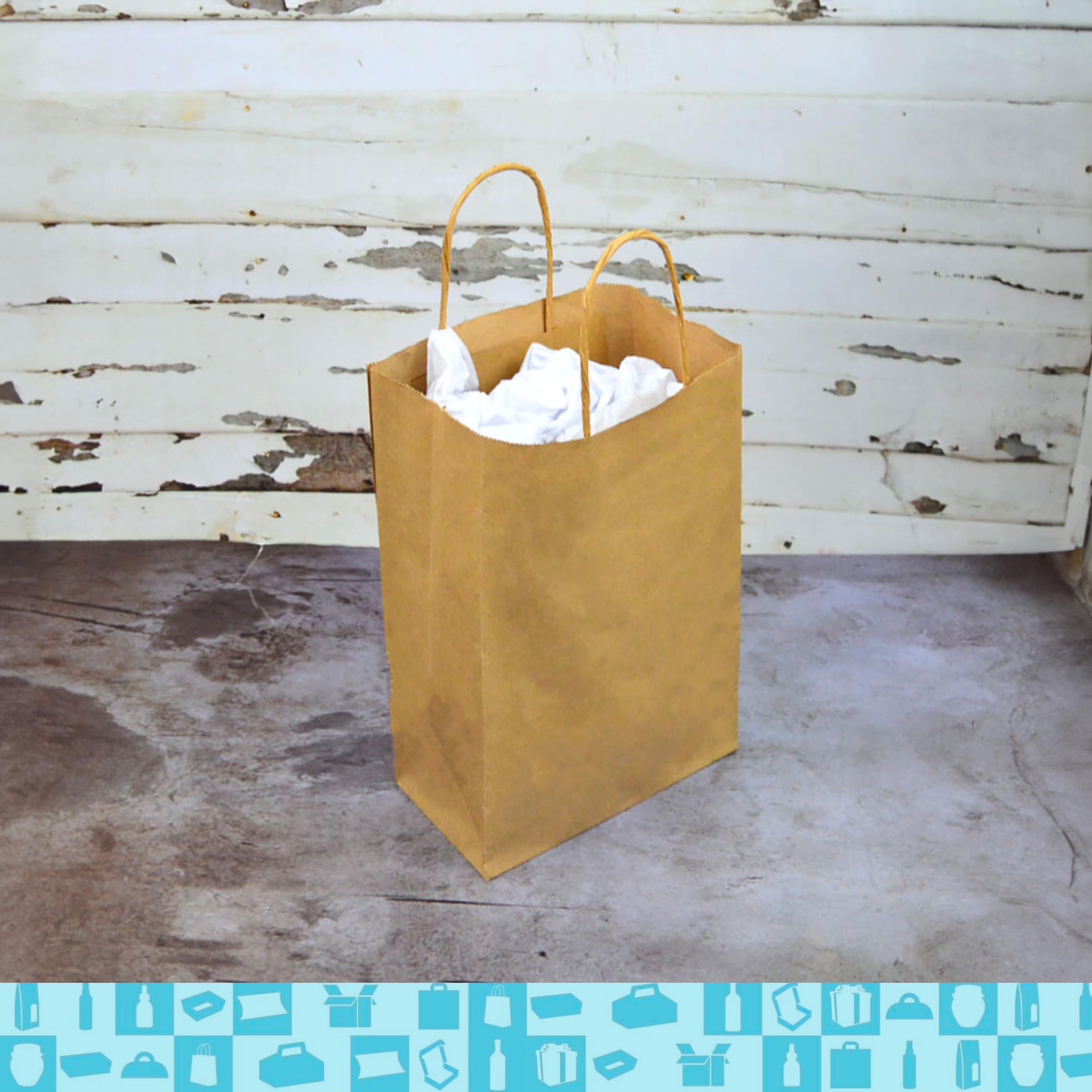 Lot 100 Sacs Papier Kraft Marron avec Anses 18x8x23cm - Sac pour Shopping Cadeaux Mariages