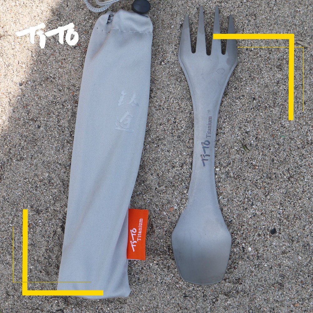 Forchetta-Cucchiaio In Titanio TiTo - Spork Portatile Per Campeggio, Trekking E Picnic, Leggero E Riutilizzabile