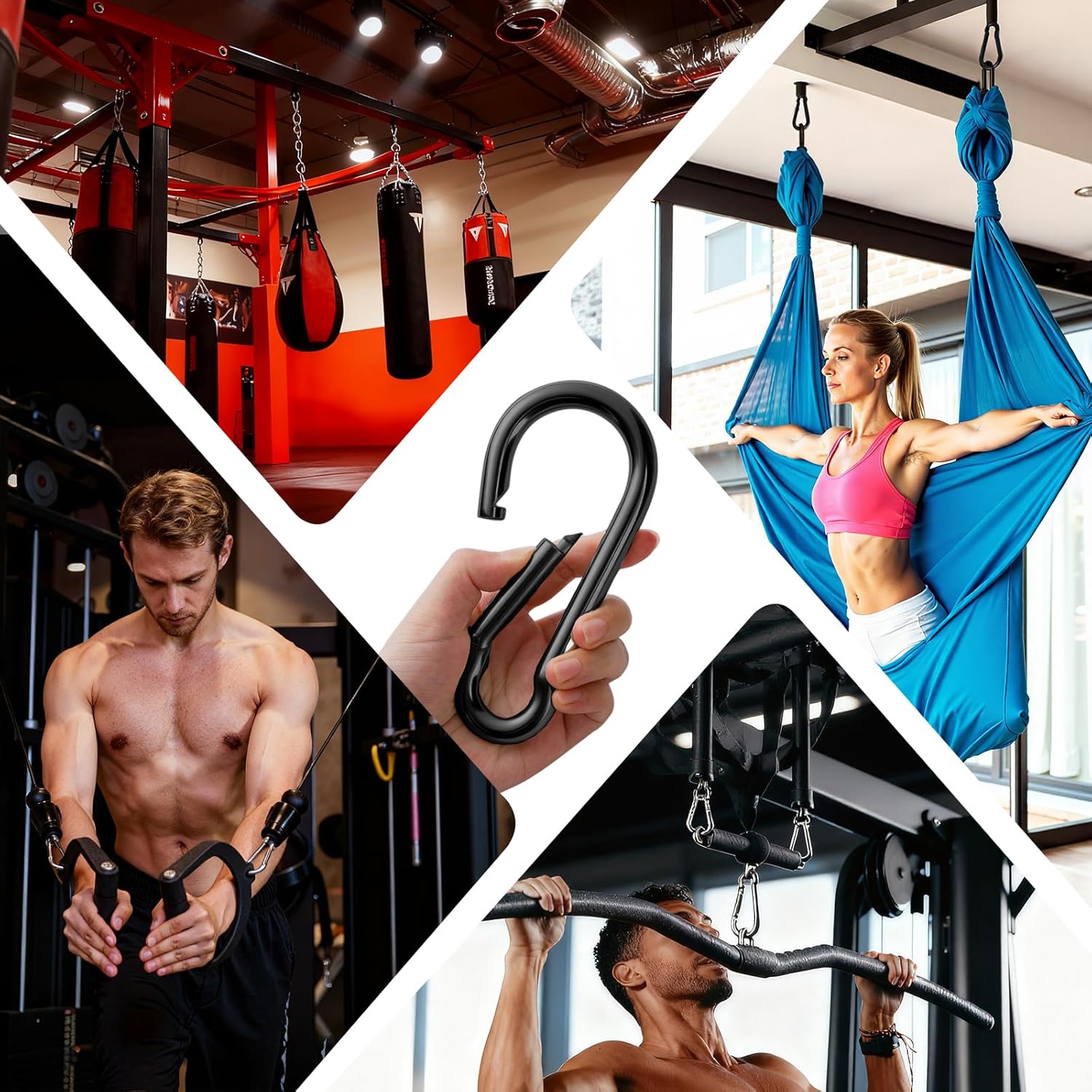 30Pack Carabiner Clips Heavy Duty, 4” Large Spring Snap Hooks Bulk, Galvanized Black 3/8” Carabiners for Camping, Solid Spring Clips for Home Gym Hanging Hammocks Swing Hiking-1100lbs Holding Capacity - Image 6