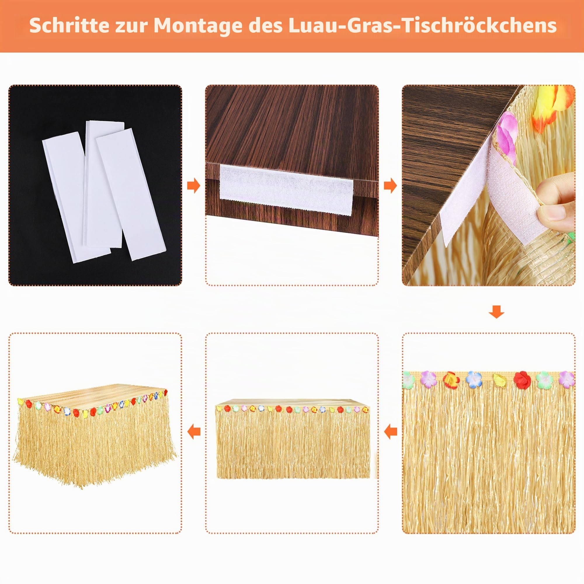 Fovths 2-Pack Luau Gras Tischrock Natürliche 9-Fuß x 29.5 Zoll Hawaii Tischrock für Tropische Hawaii Party Dekorationen Luau Party Kostüm Party, Stroh Gelb