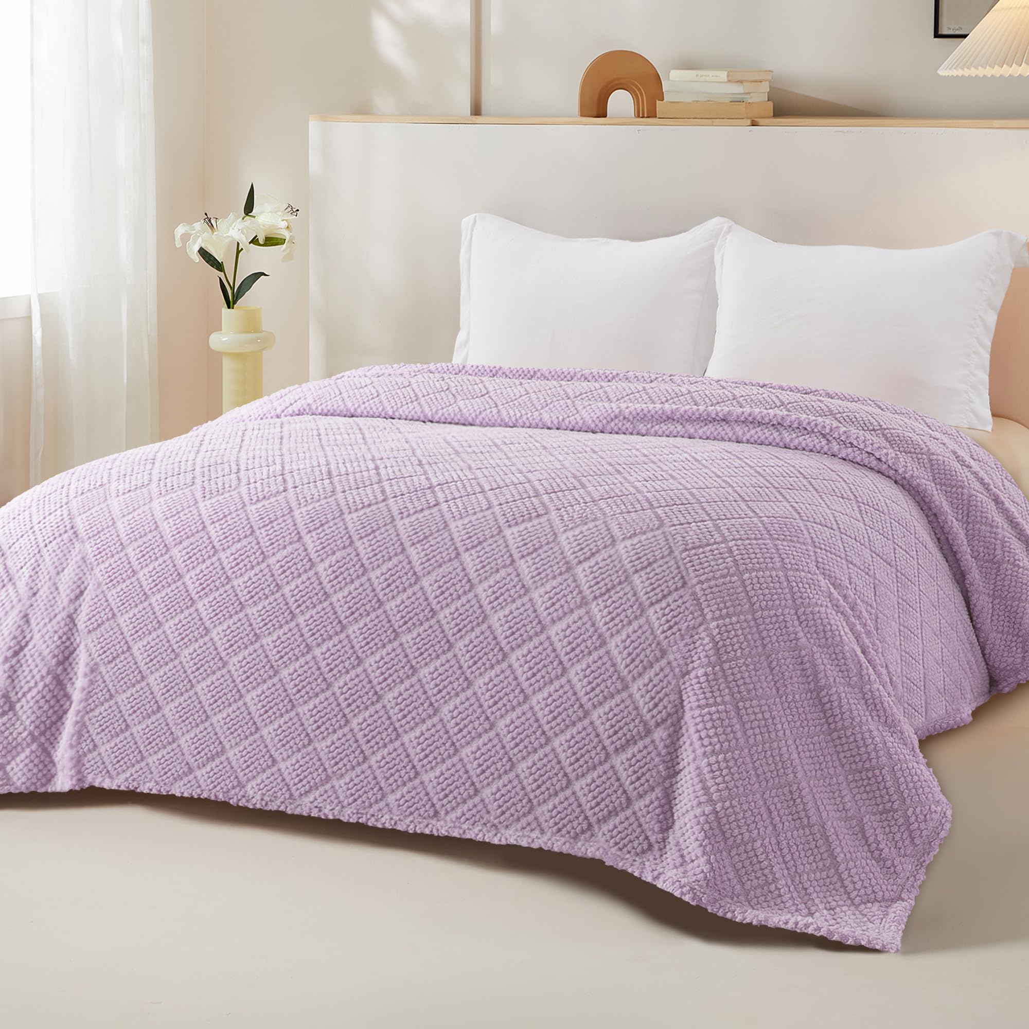 Whale Flotilla Fuzzy Fleece Double Size Blanket for Bed 150x200 CM Soft Fluffy Jacquard Waffle Blankets for All Season Lightweight and Warm - Image 3