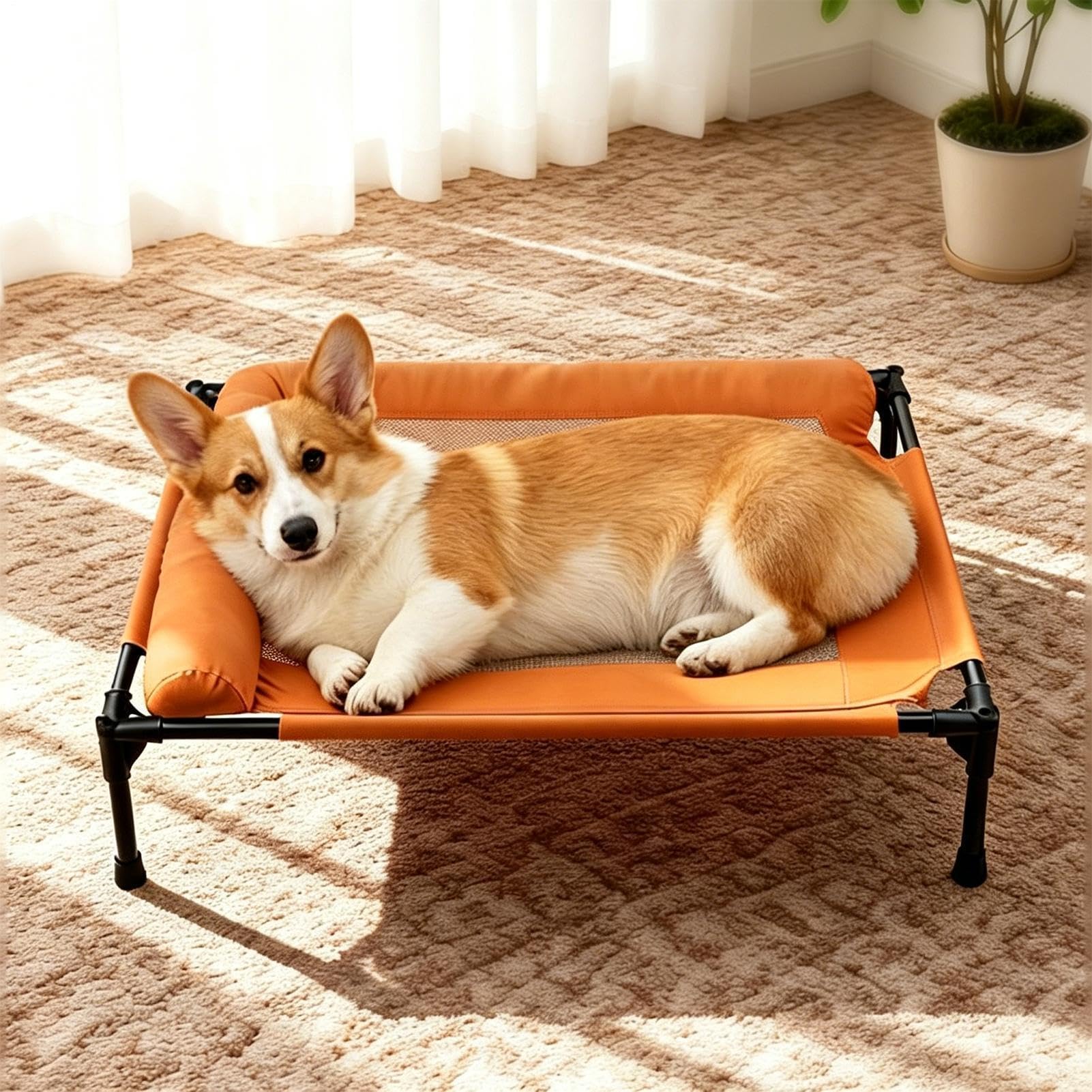 Generico Rialzato per Animali Domestici Divano Lounge Traspirante con Base | Rialzato Traspirante Per Cani Con Cuscini Bolster Adatto A Dormitorio Appartamento Patio Balcone Casa E Soggiorno