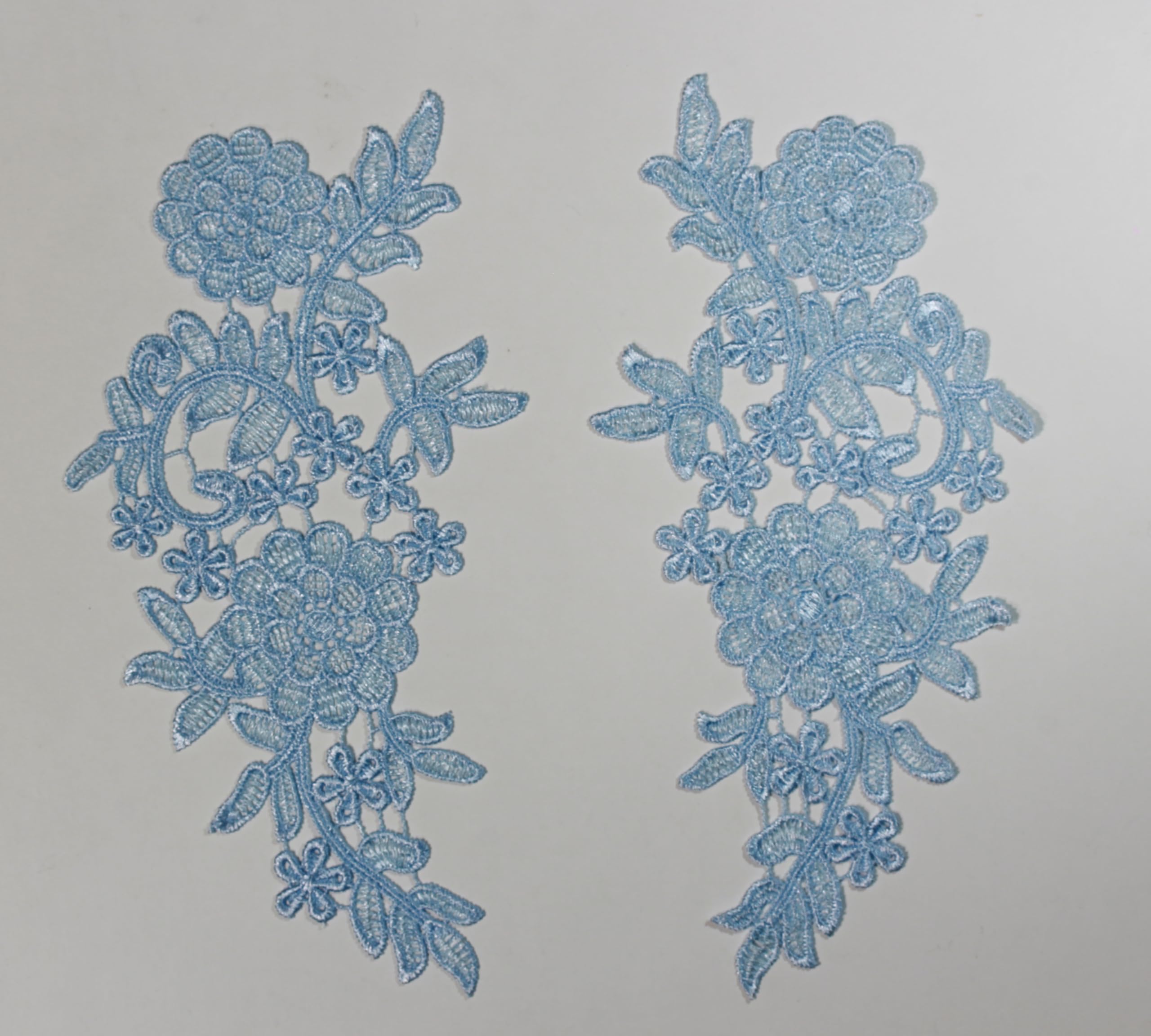 4 Pieces Floral lace Applique sew on Guipure lace Motif #5 (Light Blue)