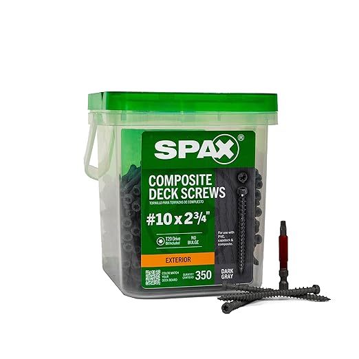 SPAX #10 x 2-3/4" Exterior Cylindric Head Composite Deck Screws Dark Gray Torx T-Star (350 EA) 5 LB Bit Included Rust Resistant
