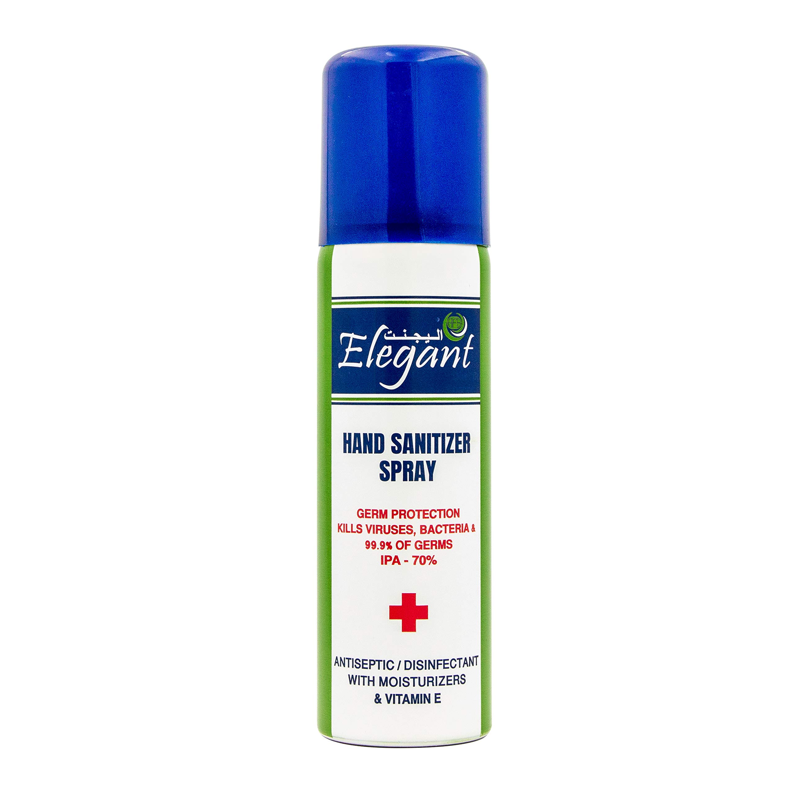 Elegant Hand Sanitizer Spray - 60ml 70% IPA - Germ Protection 99.9% - Moisturizers, Vitamin E & Aloe Vera Extract