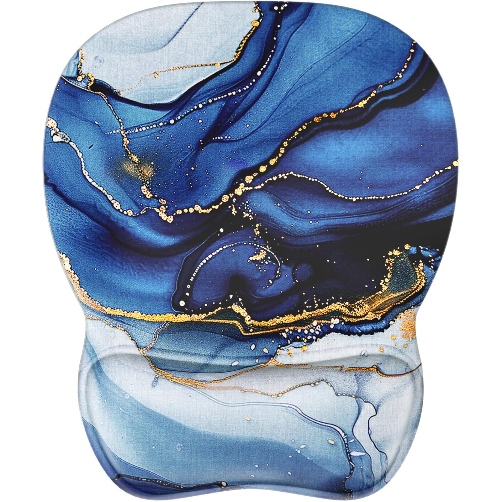 MROCO Ergonomic Mouse Pad with Gel Wrist Rest, Comfortable Mousepad with Smooth Wrist Support Surface and Non-Slip PU Base for Pain Relief, Computer, Laptop, Office & Home, 9.4 x 8.1 in, Blue Marble