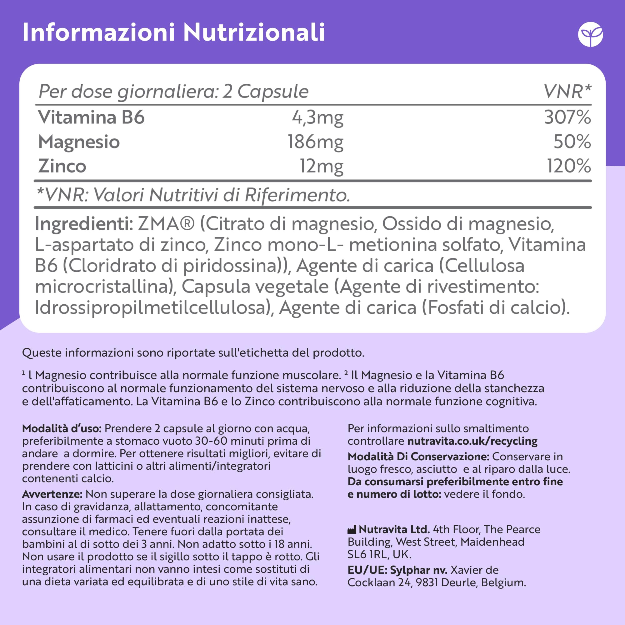 Nutravita ZMA High Strength - 120 Capsule Vegane - Zinco Magnesio e Vitamina B6 - Contribuisce alla normale funzione muscolare