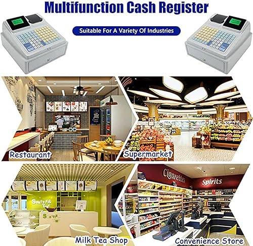 Miniatura 7 de Caja registradora electrónica, caja registradora eléctrica con cajón, teclado plano e impresora térmica, fácil de usar, para pequeñas empresas,