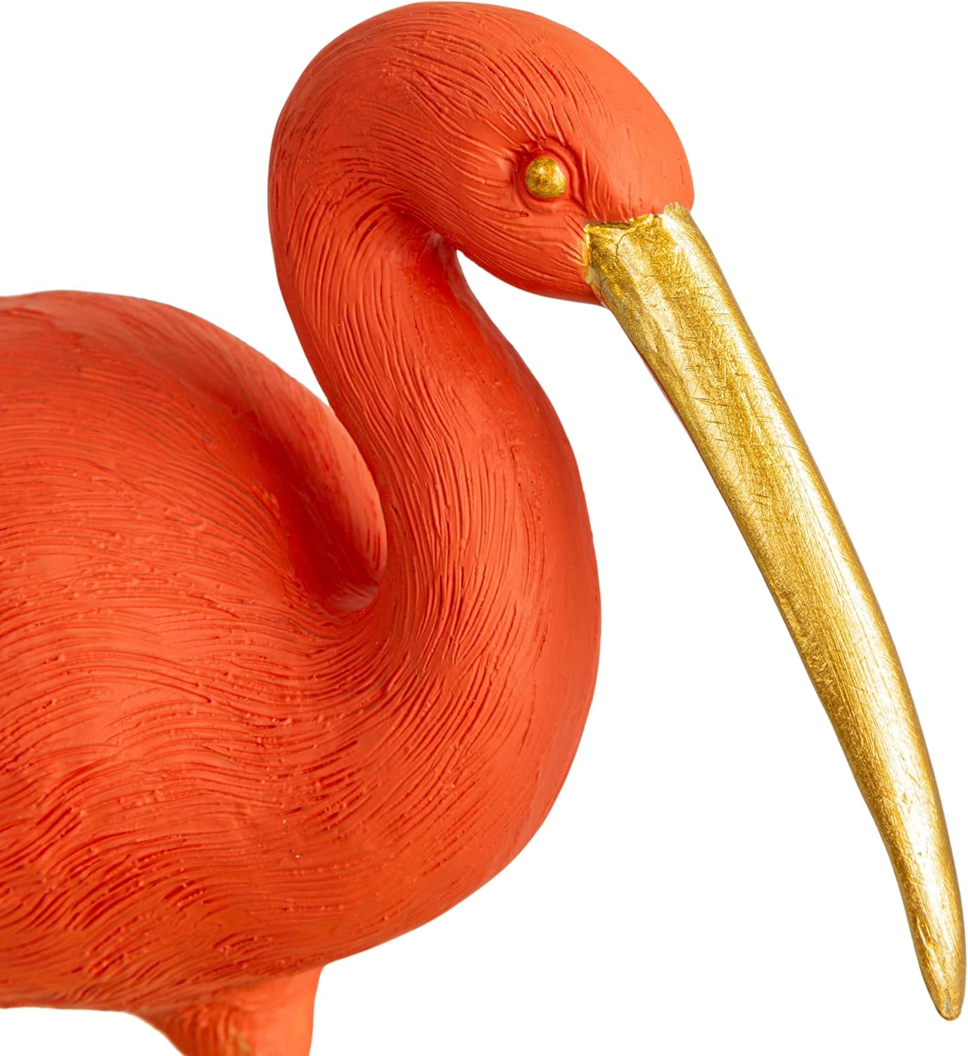 Scarlet Ibis Figurine on Gold Mirrored Tray