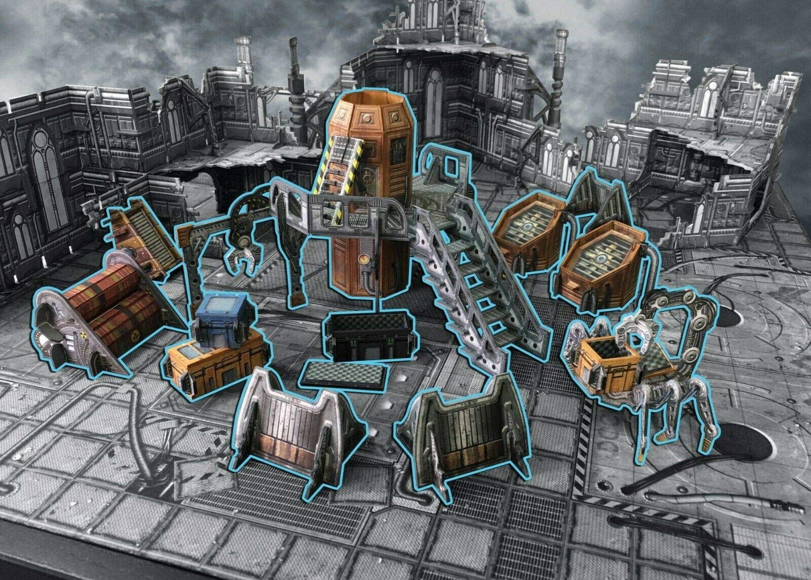 Sci-fi Terrain Engineering Sector - 28-35mm RPG/Wargames / 40k Necromunda Card Scenery