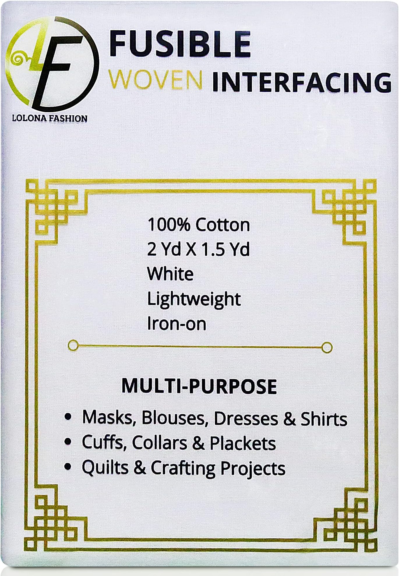 Fusible Interfacing for Sewing, Fusible Fleece, Iron on interfacing Fabric for Sewing, Lightweight fusible interfacing Double Sided, Woven interfacing fusible Woven fusible interfacing 2 YD by 1.5 YD