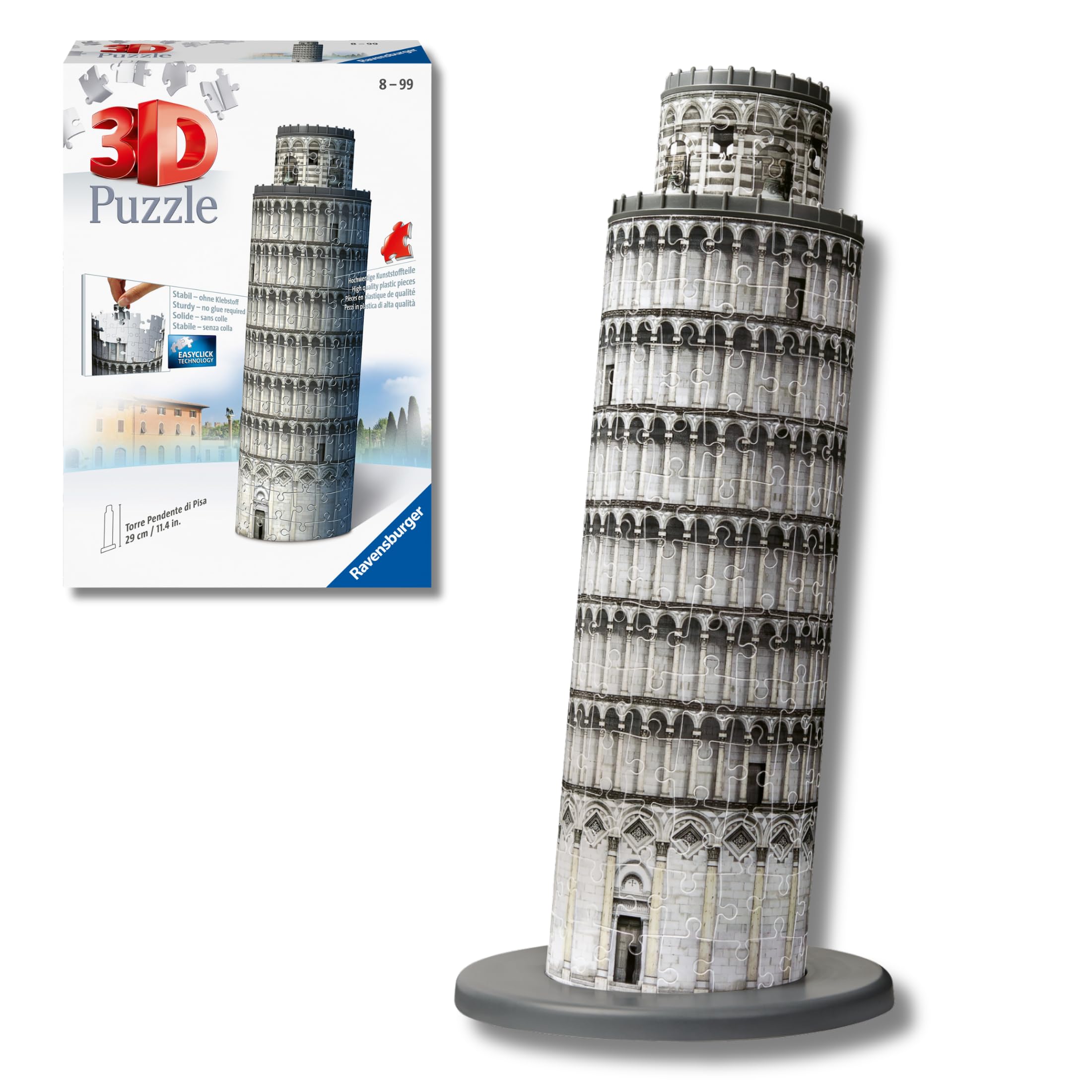 Ravensburger - Puzzle 3d Adultos Torre De Pisa | Puzzles 3d Para Adultos Y Niños De 10 Años O Más | Maquetas Para Montar De 216 Piezas | Regalos Niños 10 Años O Más