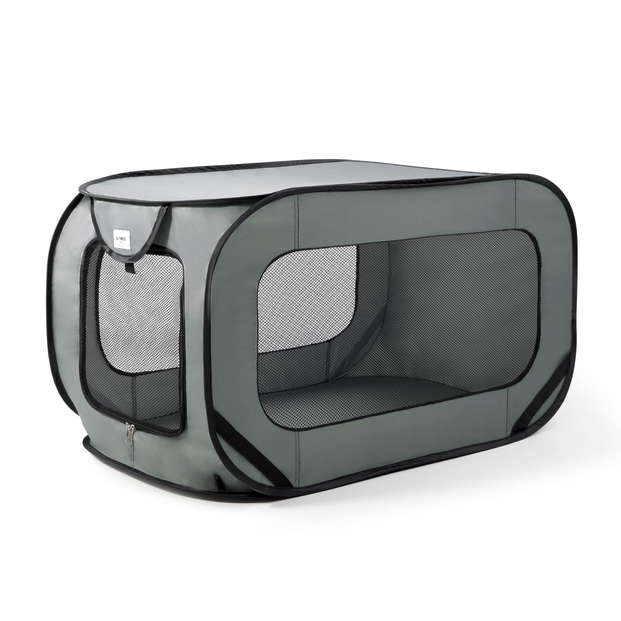 Love's cabin 36in Portable Large Dog Bed - Pop Up Dog Kennel, Indoor Outdoor Crate for Pets, Portable Car Seat Kennel, Cat Bed Collection, Dark Grey