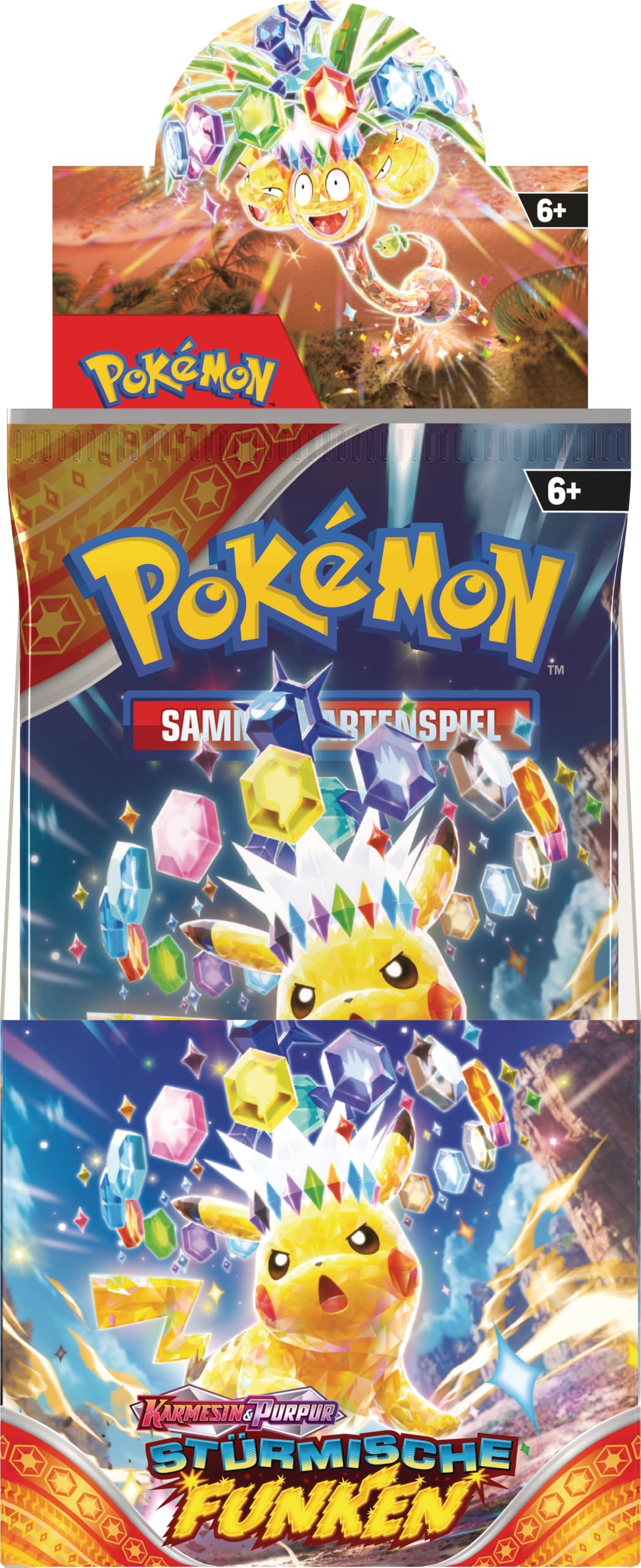 Pokémon-Sammelkartenspiel: Boosterpack-Display Karmesin & Purpur – Stürmische Funken (enthält 18 Boosterpacks)